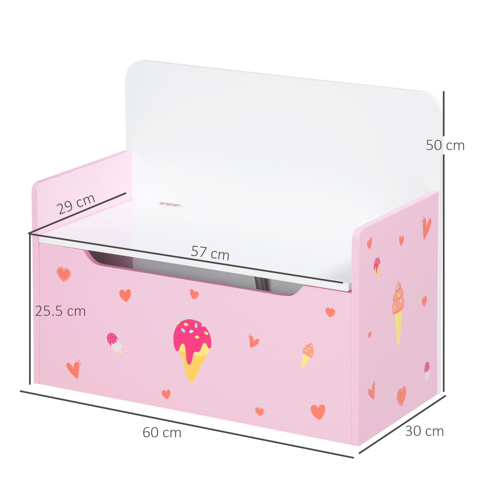 ZONEKIZ 2-in-1 Kids Storage Bench, Toy Box w/ Safety Rod - Pink - North Peak Garden Furniture