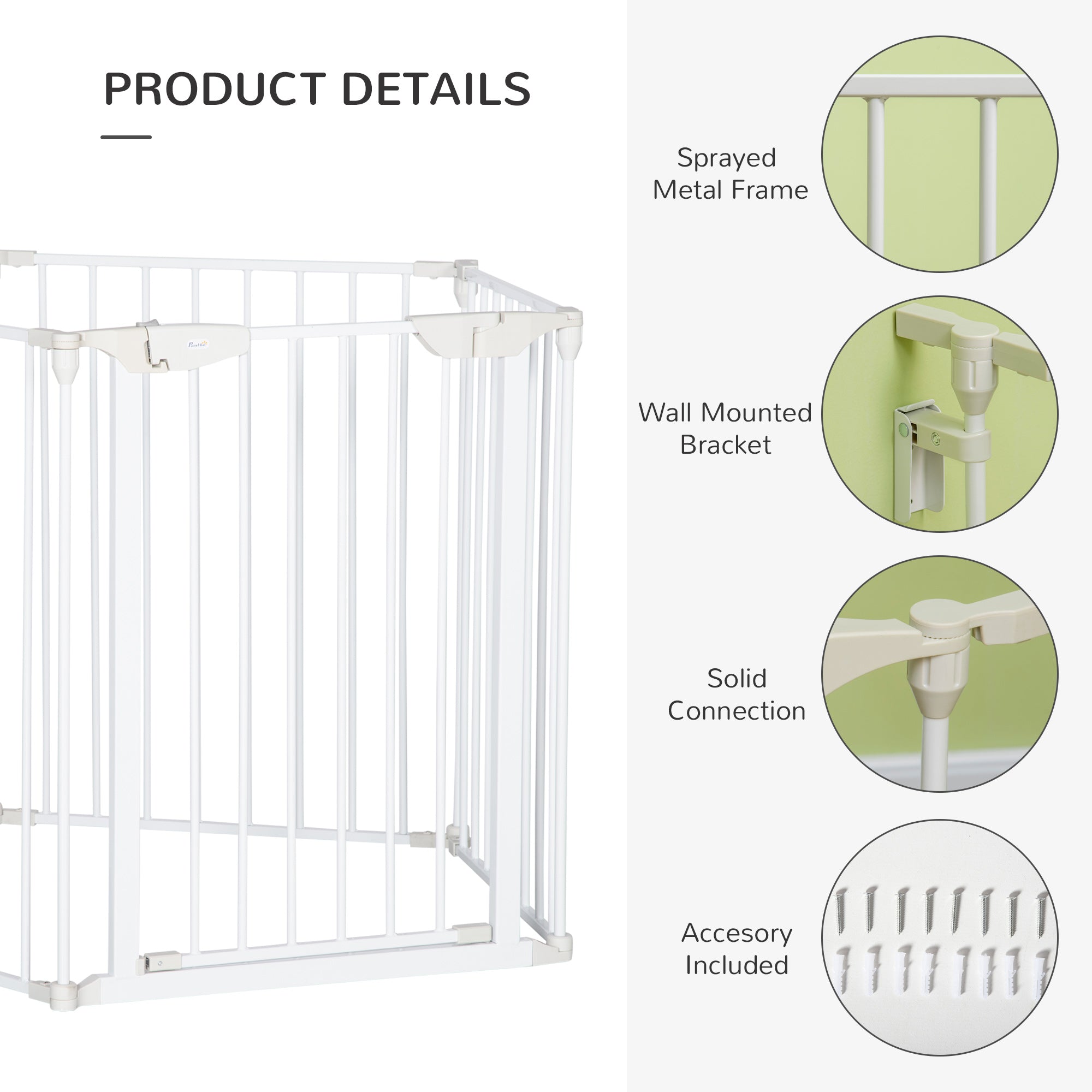 PawHut 5 Panels Pet Playpen Metal Fence w/ Walk Through Door - White - North Peak Garden Furniture