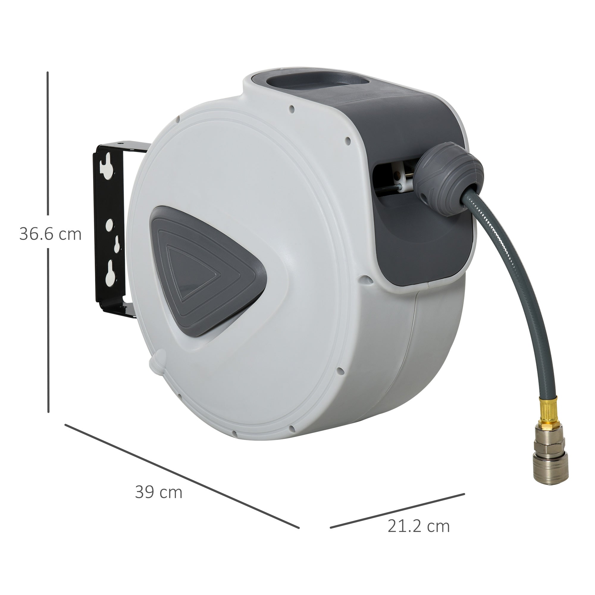 DURHAND Retractable Air Hose Reel 15m+140cm (Hose Diameter 3/8" 9.5mm), Hose Connector 1/4" BSP, Wall Mount Auto Rewind Hose-Reel