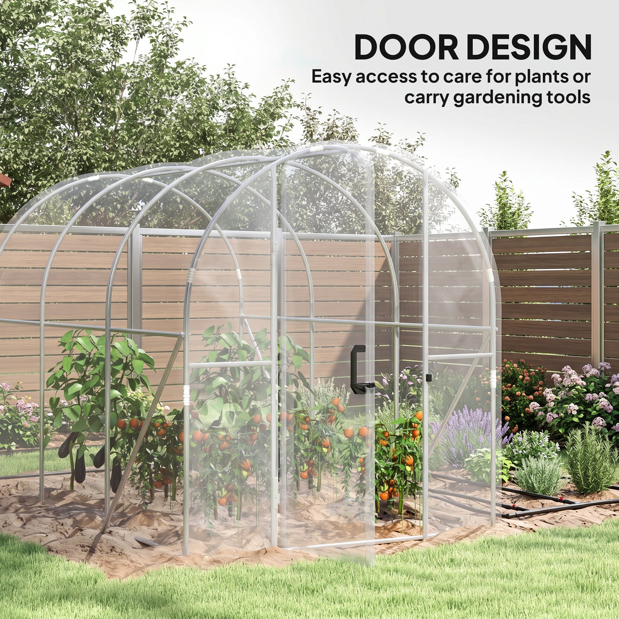 Outsunny Polytunnel Greenhouse Walk-in Grow House with PE Cover, Door and Galvanised Steel Frame, 3 x 2 x 2m, Clear