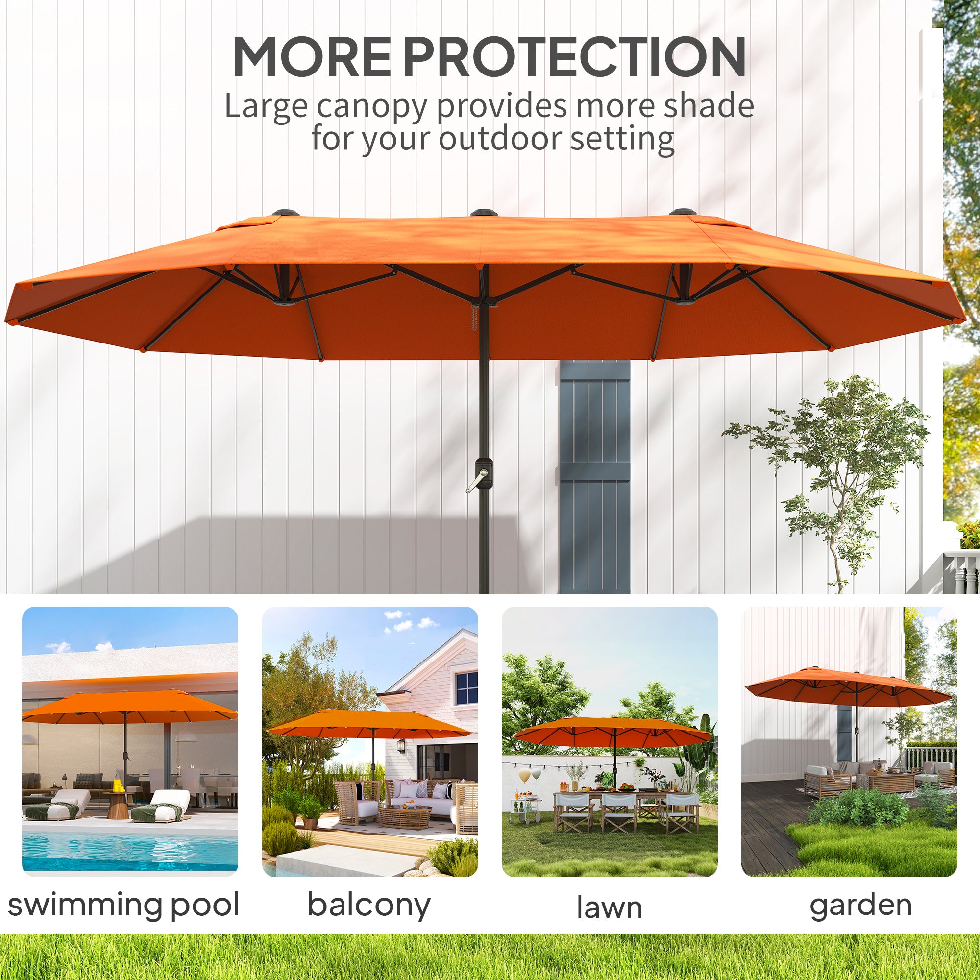 Outsunny 4.6m Double-Sided Garden Parasol - Orange - North Peak Garden Furniture
