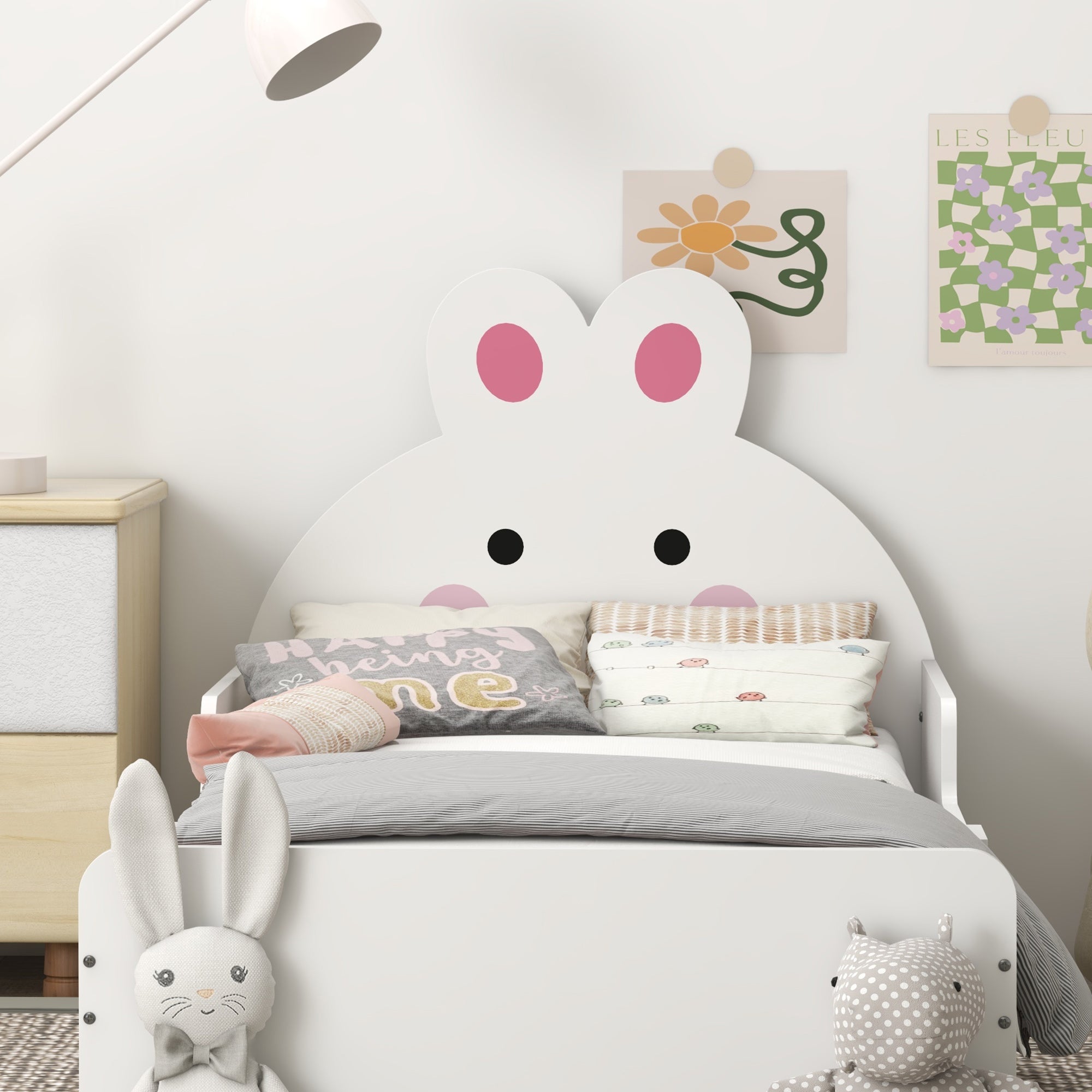 ZONEKIZ Rabbit-Designed Toddler Bed, Kids Bedroom Furniture - White - North Peak Garden Furniture