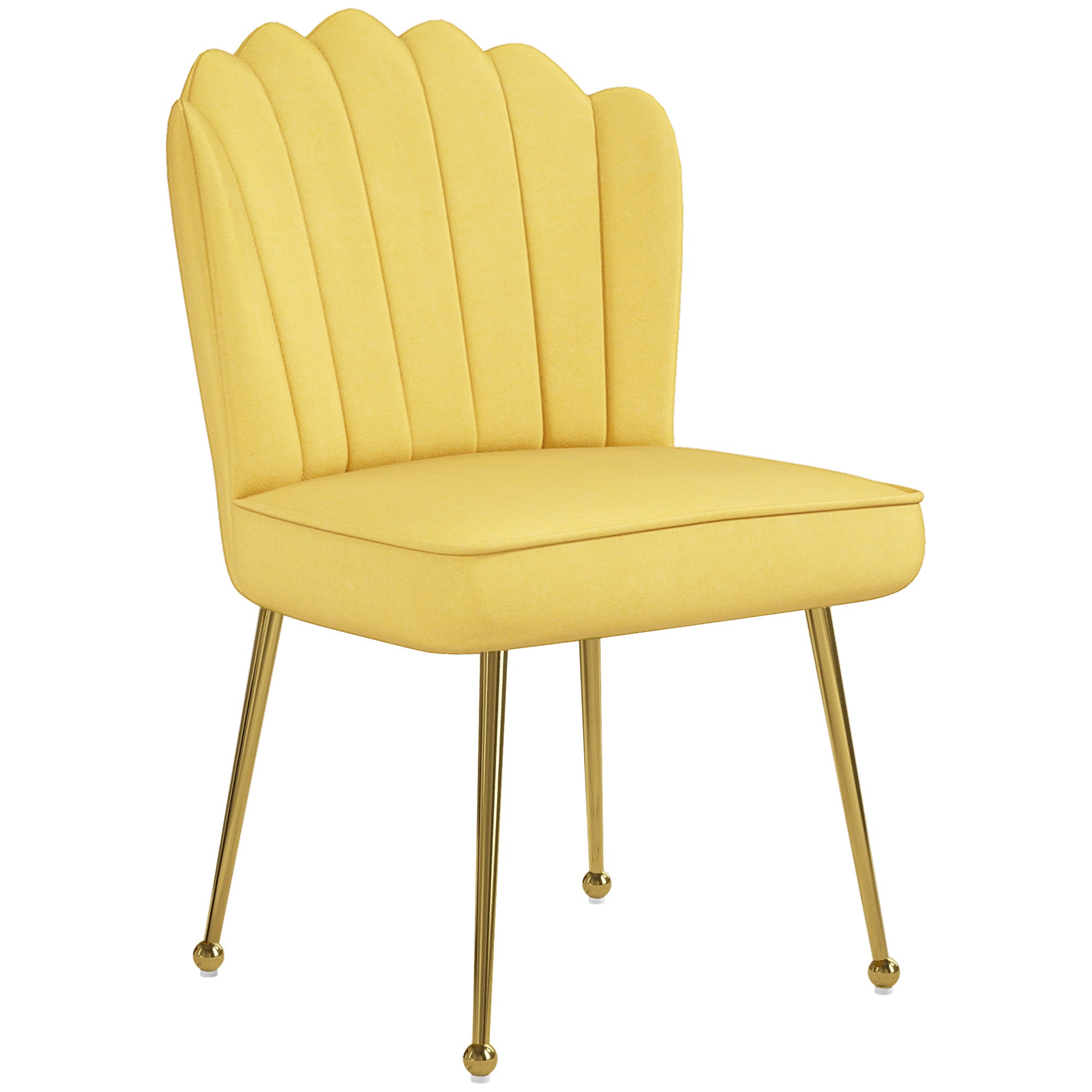 HOMCOM Velvet-Feel Shell Accent Chair - Yellow - North Peak Garden Furniture