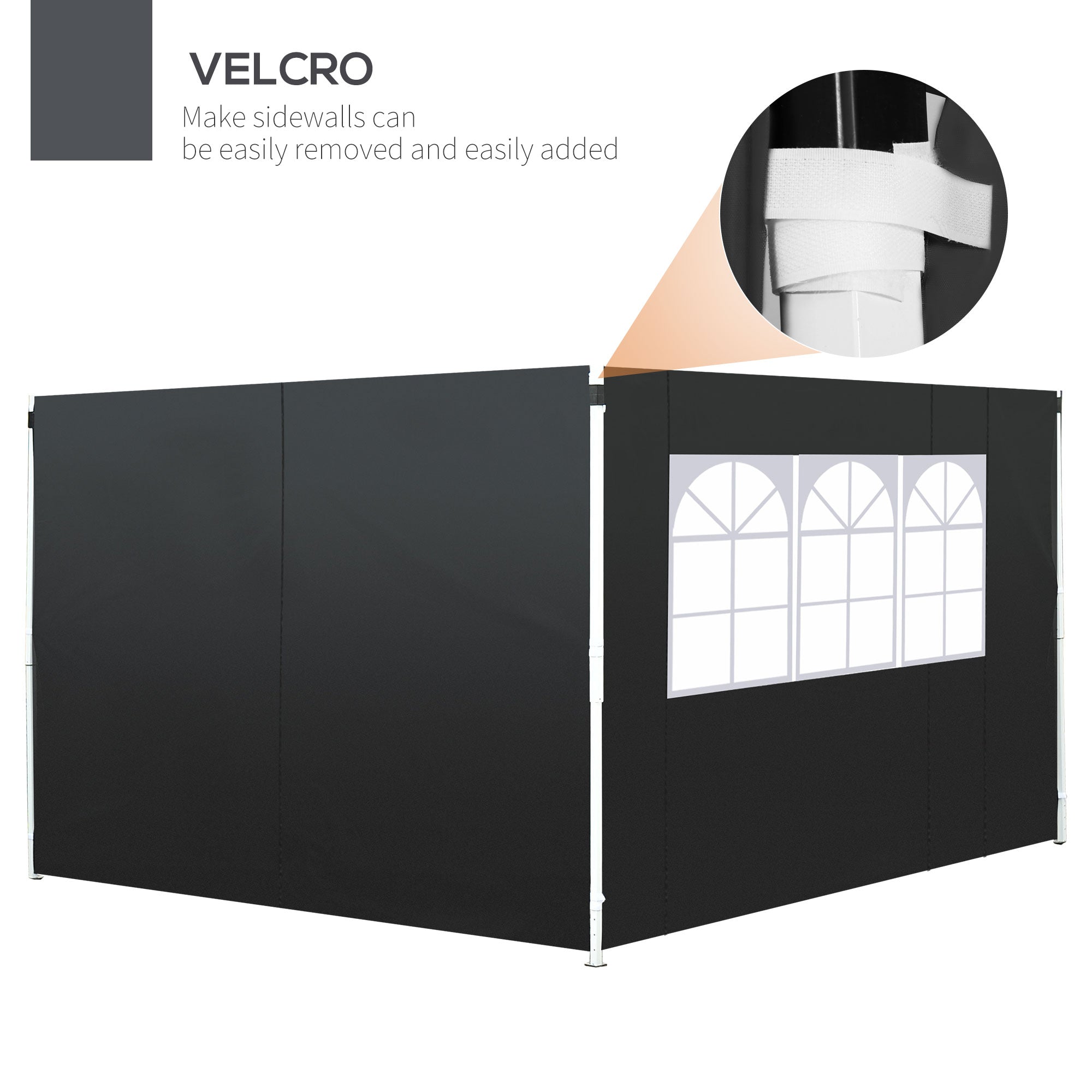Outsunny 3 Meters Gazebo Replaceable Exchangeable Side Panel Wall Panels Walls With Window 3 colours (Black)