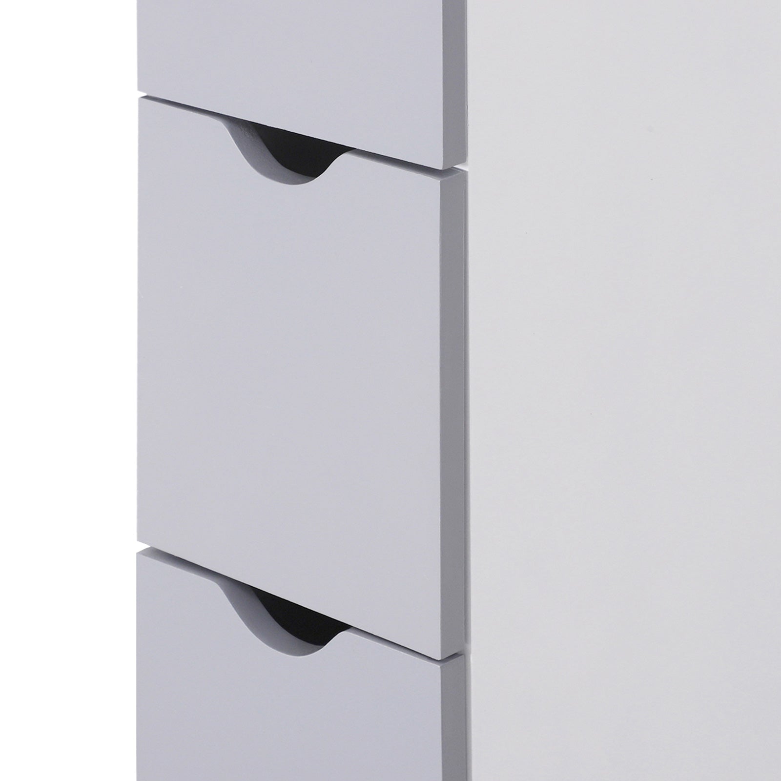 HOMCOM Tall Bathroom Cabinet, Freestanding Bathroom Storage Cabinet with 2-Tier Shelf and Drawers, Narrow Cupboard Storage Unit, White, Grey - North Peak Garden Furniture