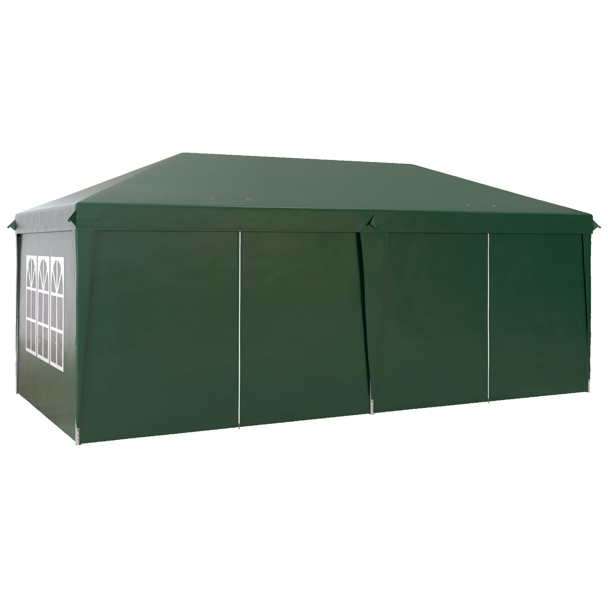 Outsunny 3 x 6m Pop-Up Gazebo, with Curtain Walls and Windows - Dark Green