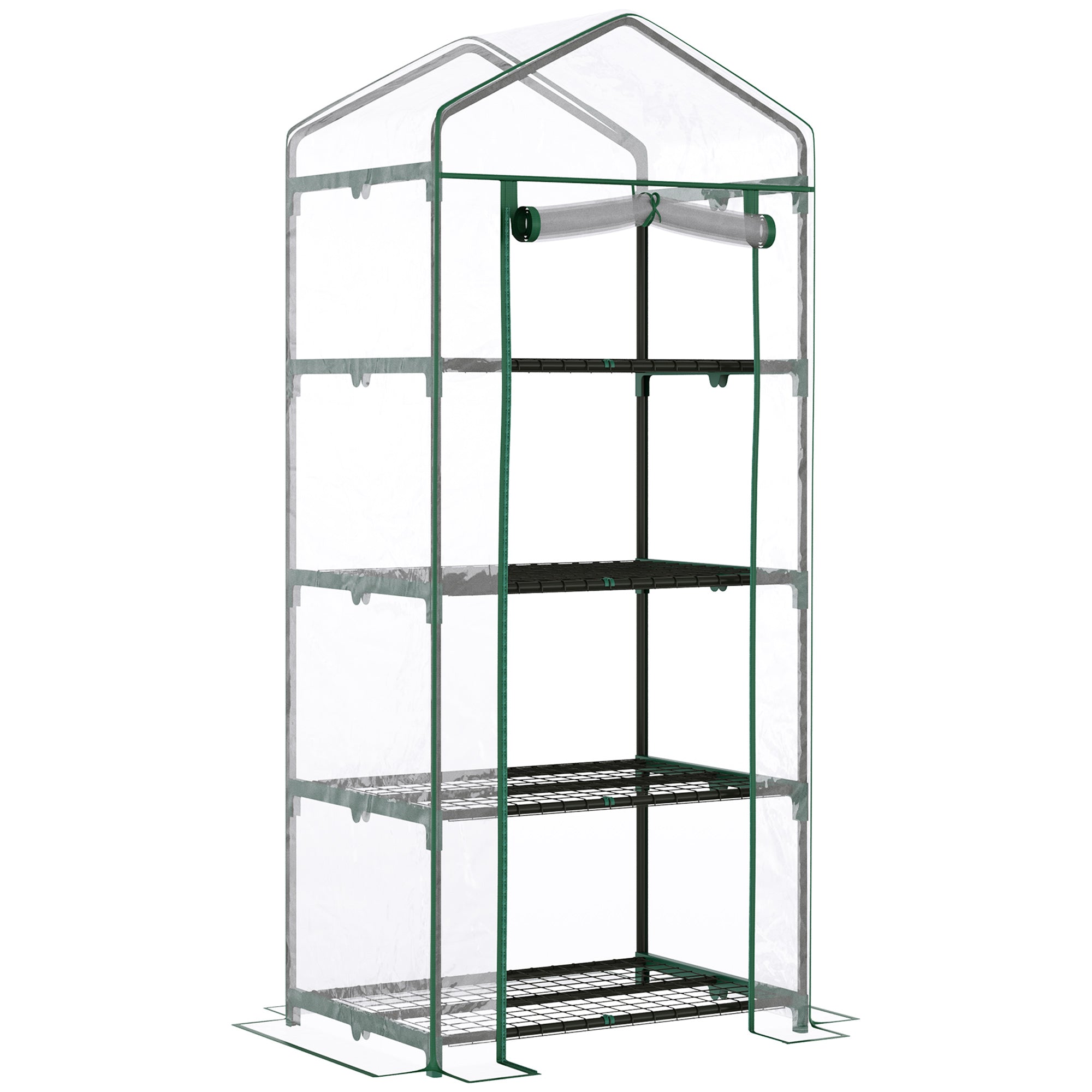 Outsunny 4 Tiers Mini Portable Greenhouse Compact Plant Grow Shed Metal Frame Transparent Clear Cover 160H x 70L x 50Wcm - North Peak Garden Furniture