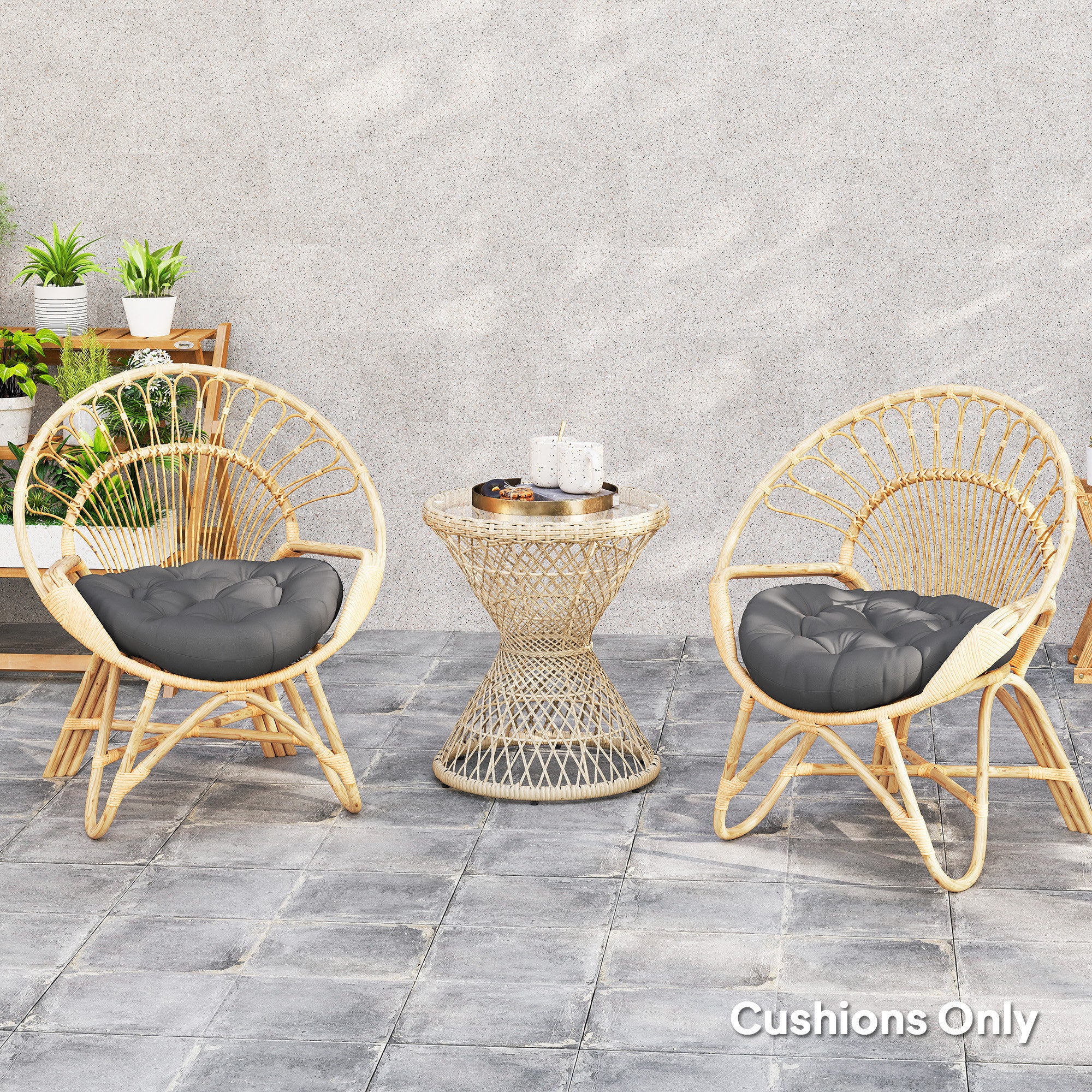 Outsunny Set of Two Φ60cm Outdoor Cushions - Dark Grey - North Peak Garden Furniture