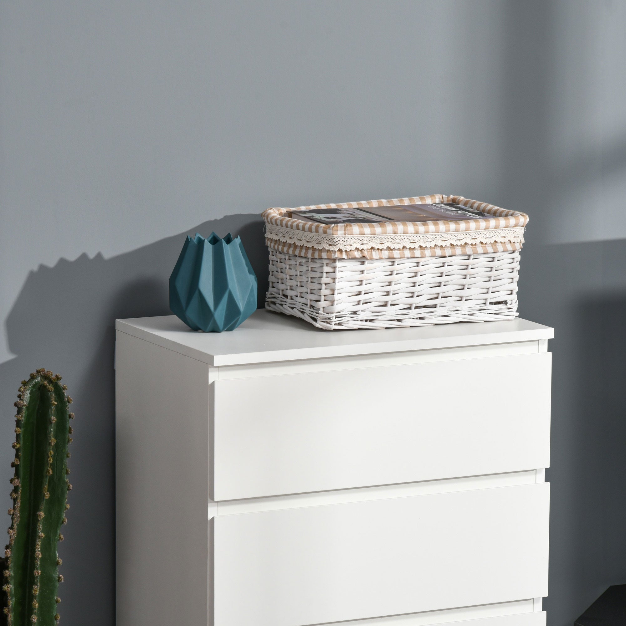 HOMCOM Chest of Drawers, 5 Drawers Storage Cabinet Floor Tower Cupboard for Bedroom Living Room, White - North Peak Garden Furniture