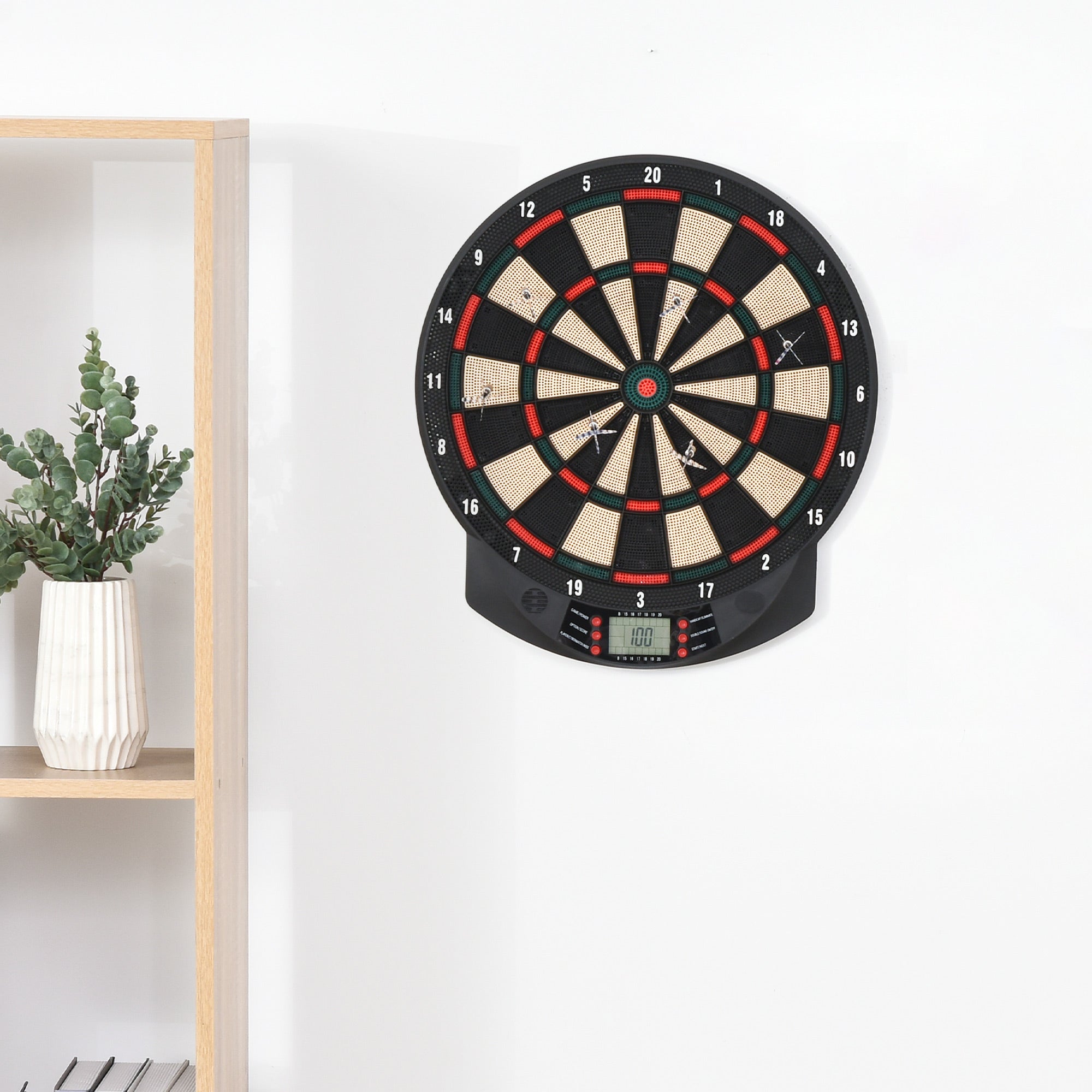 HOMCOM LCD Electronic Dartboard Set Features 26 Games w/ 185 Variations and Include 6 Darts Multi-Game Option Ready-to-Play - North Peak Garden Furniture