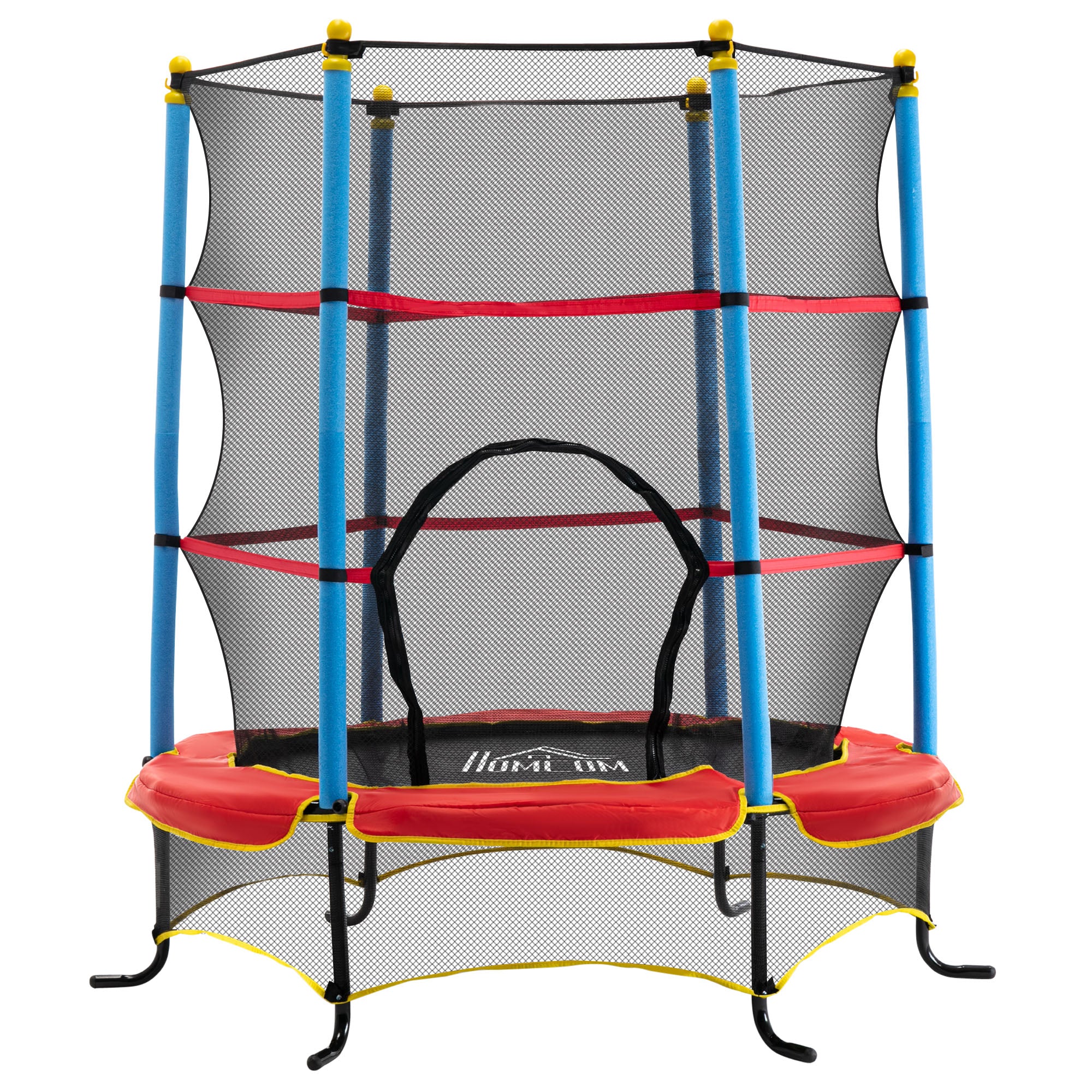 HOMCOM Kids Trampoline, with Safety Net, for Ages 3-10 Years