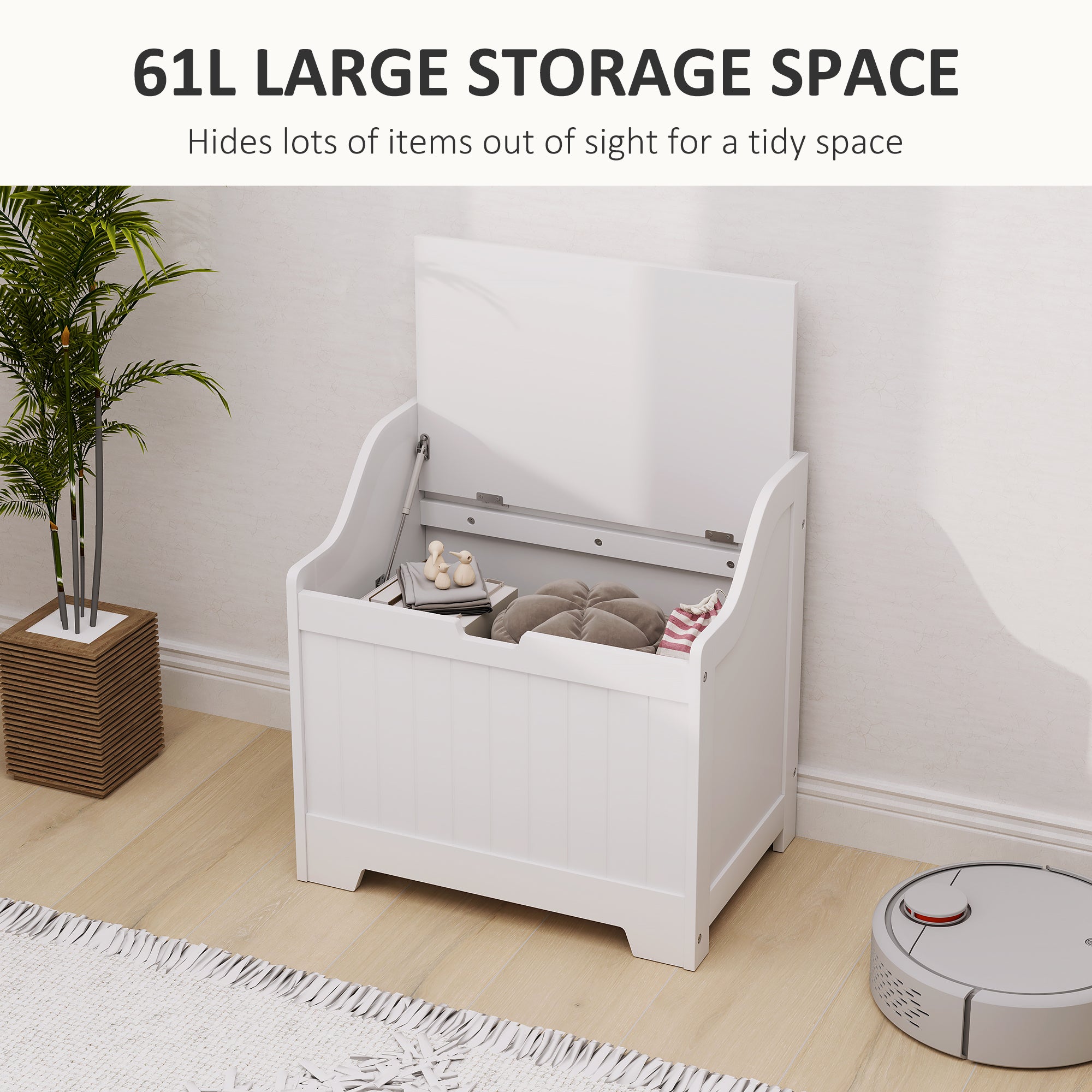 HOMCOM 61L Home Storage Chest - White - North Peak Garden Furniture