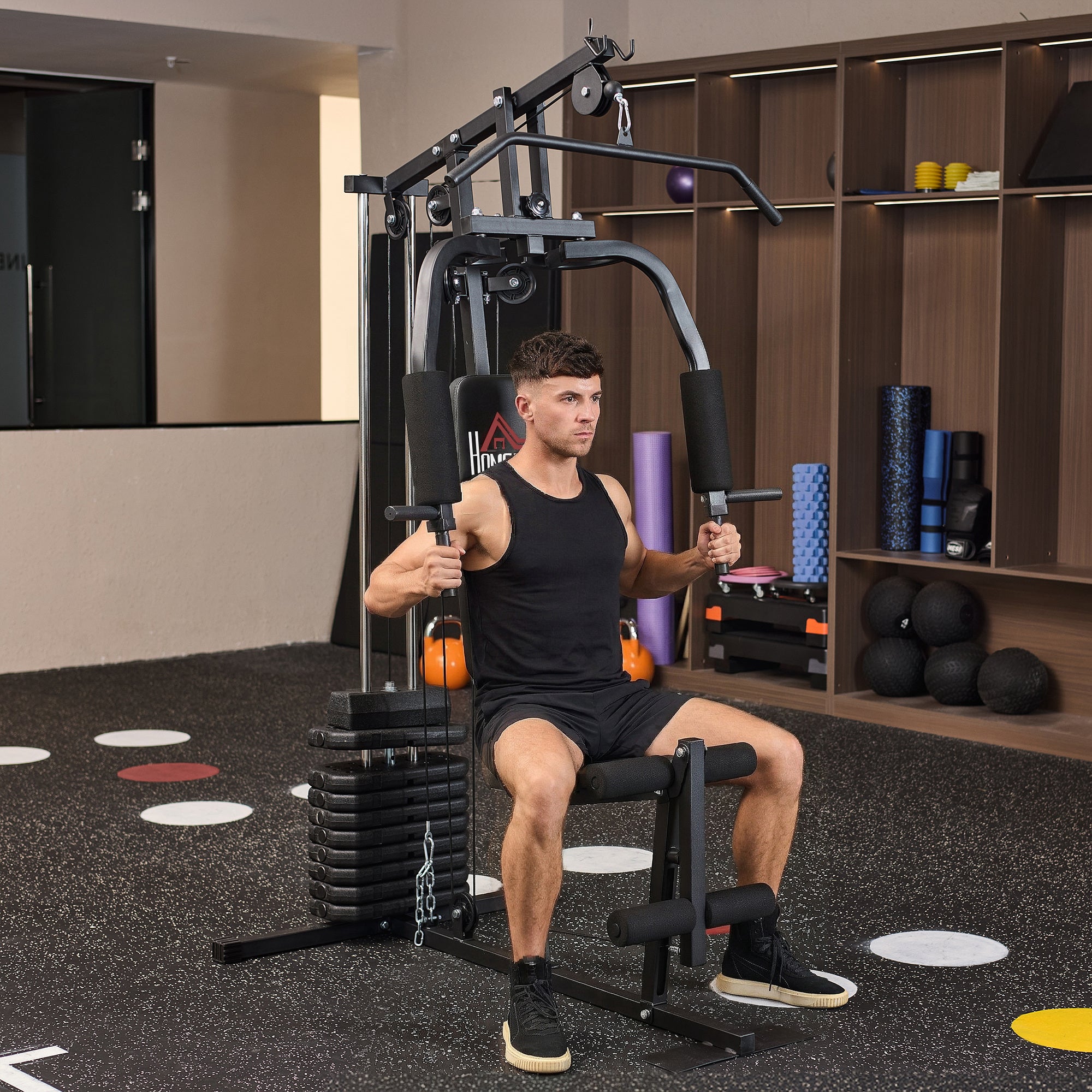 HOMCOM Multifunction Home Gym Machine, with 45kg Weight Stacks, for Strength Training