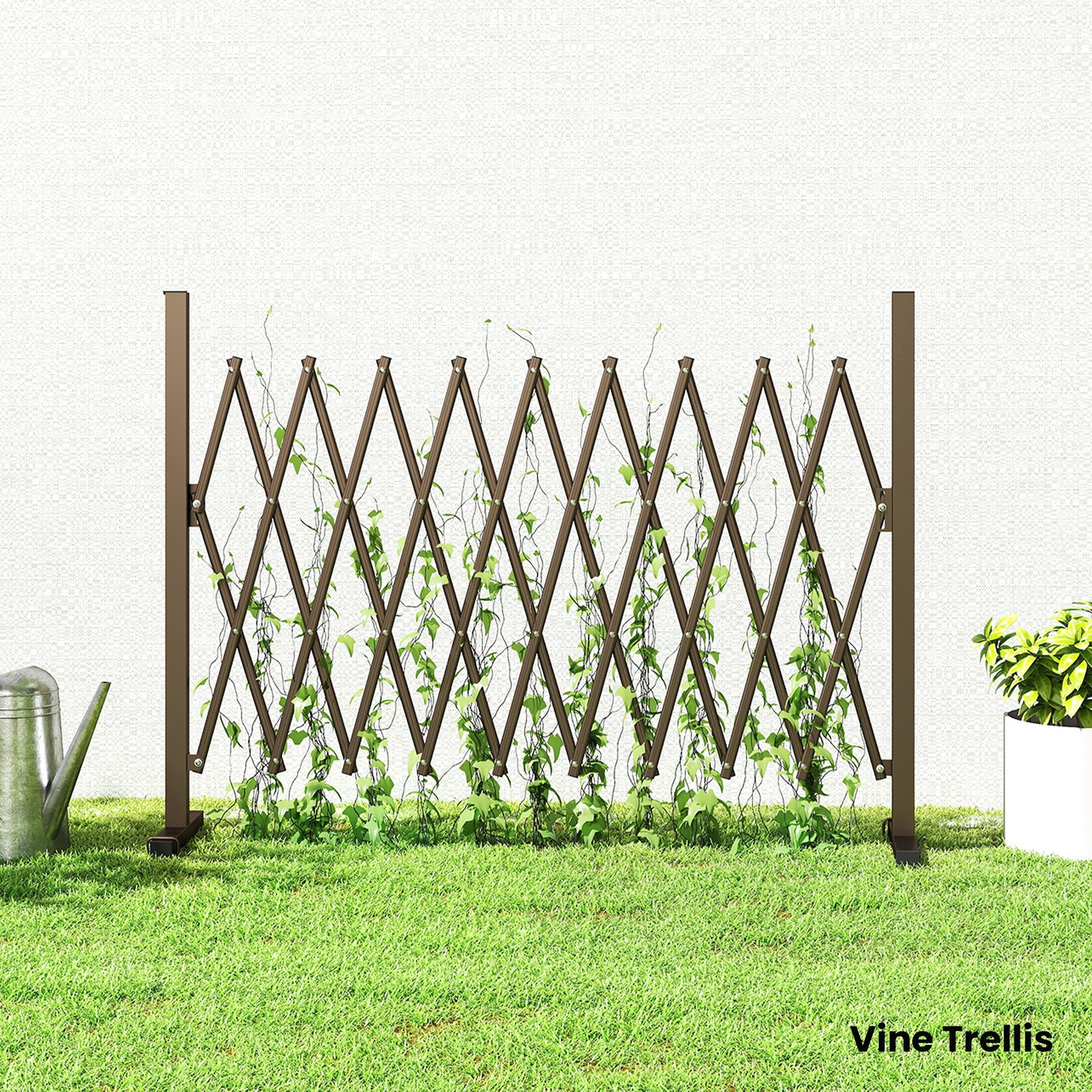 Outsunny Expanding Trellis Fence, Freestanding Movable Fence, Foldable Garden Screen Panel, 250 x 103.5 cm, Dark Brown