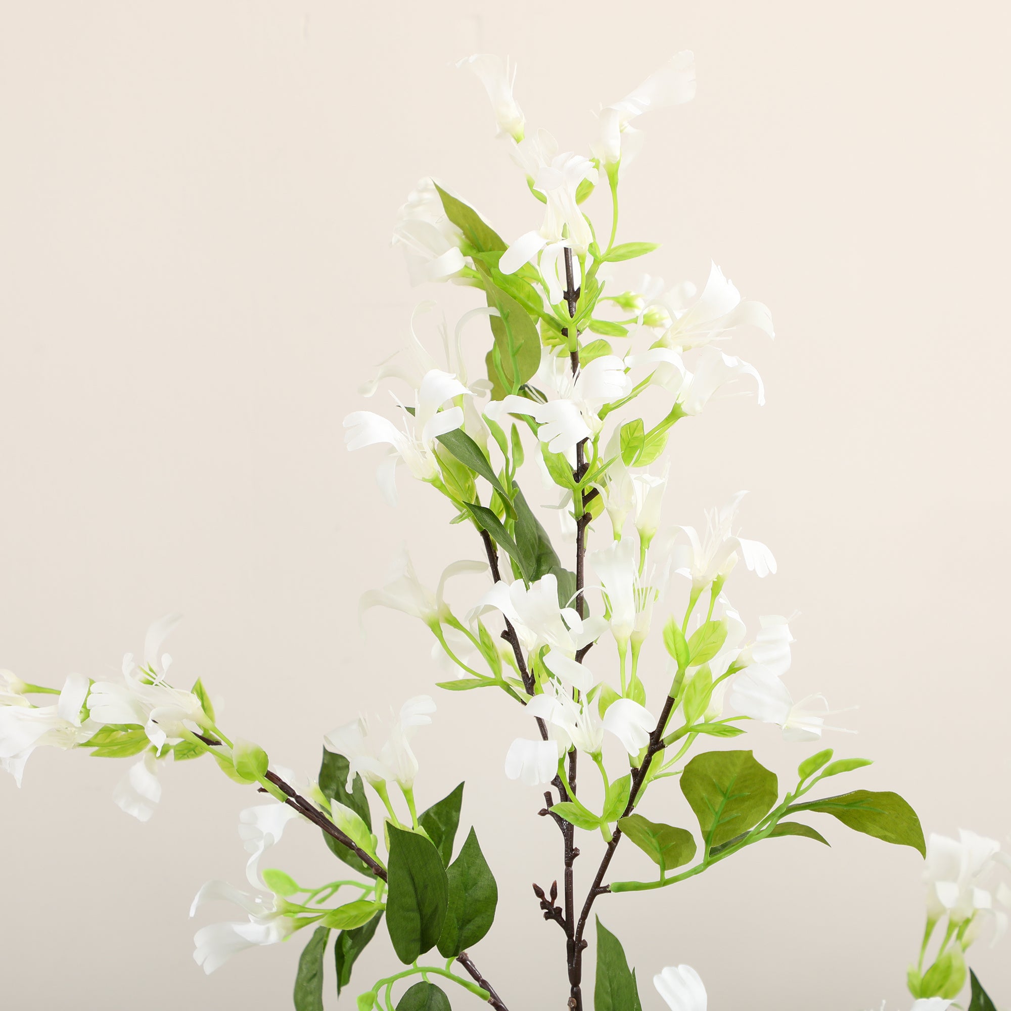HOMCOM Artificial Plants Honeysuckle Flower in Pot Fake Plants with Curved Boots for Indoor Outdoor 15x15x150cm White - North Peak Garden Furniture