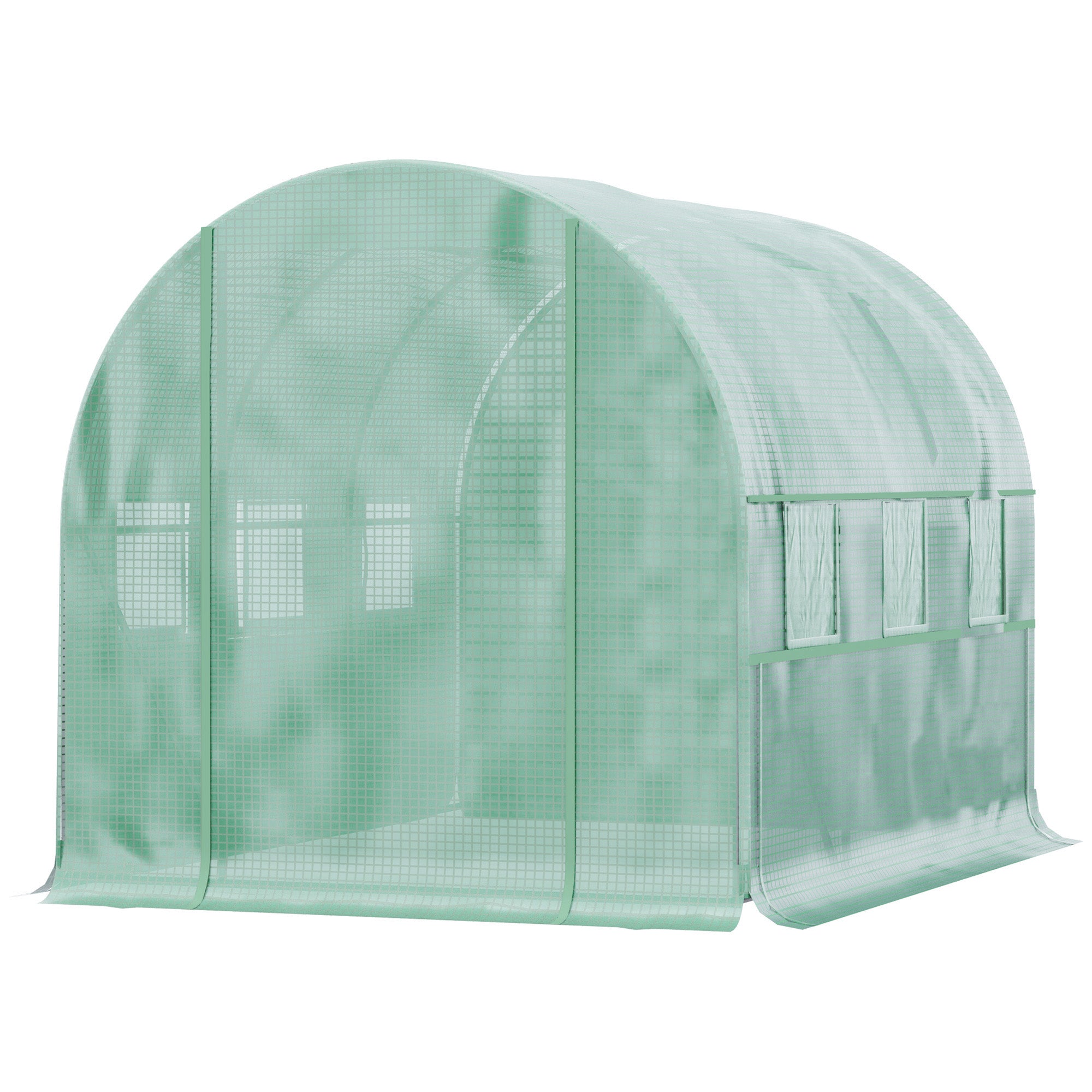 Outsunny Walk-in Polytunnel Greenhouse Green House with Roll-up Sidewalls, UV-resistant PE Cover, 3 x 2 x 2m, Green