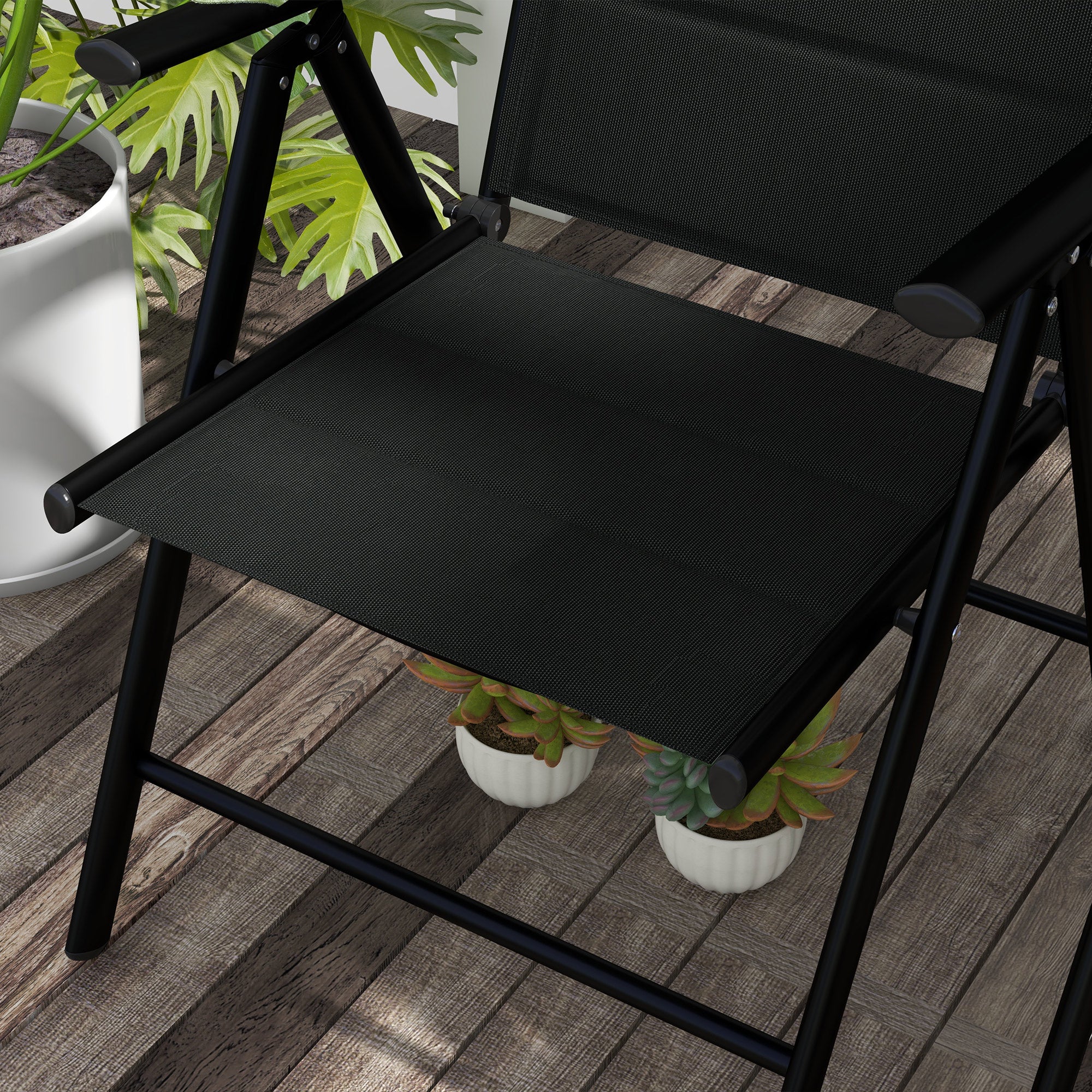 Outsunny Set of Two Padded Garden Chairs - Black - North Peak Garden Furniture