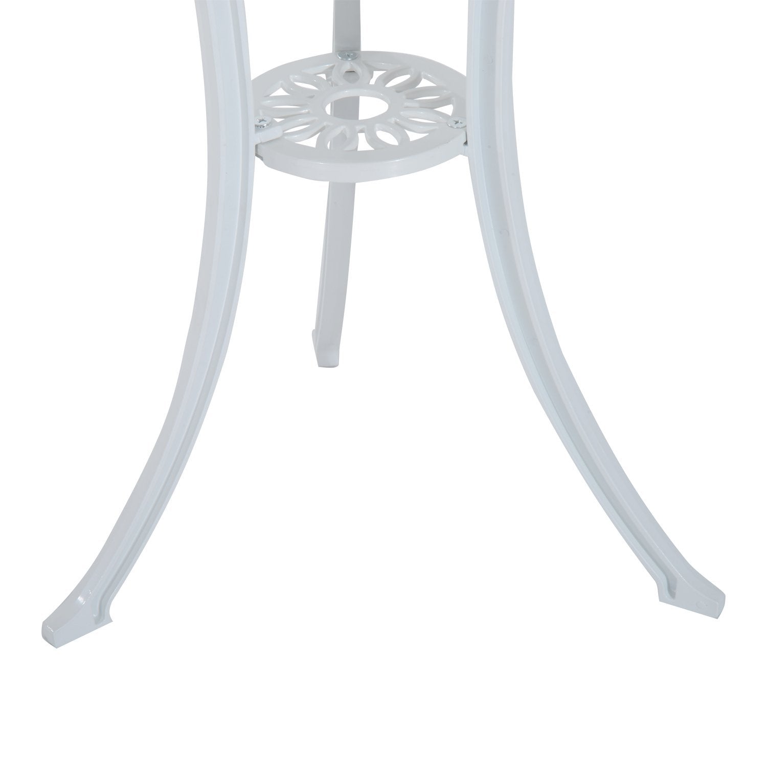Outsunny 3 Pieces Antique Garden Bistro Set for 2, Cast Aluminium Garden Furniture Set with Umbrella Hole, White - North Peak Garden Furniture