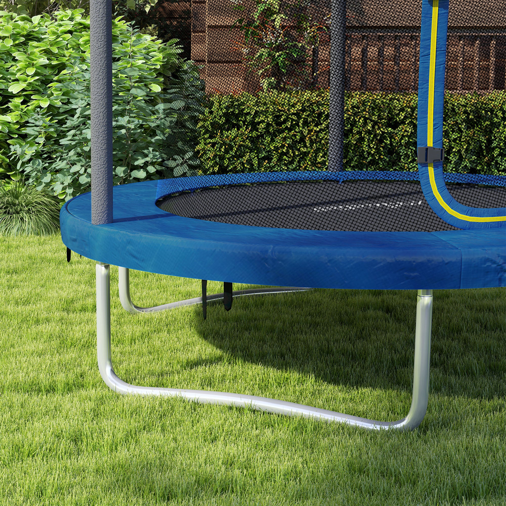 SPORTNOW 6ft Trampoline with Safety Enclosure Net, Steel Frame Outdoor Trampoline, Jumping Mat with Edge Safety Cover for Fitness, Blue - North Peak Garden Furniture
