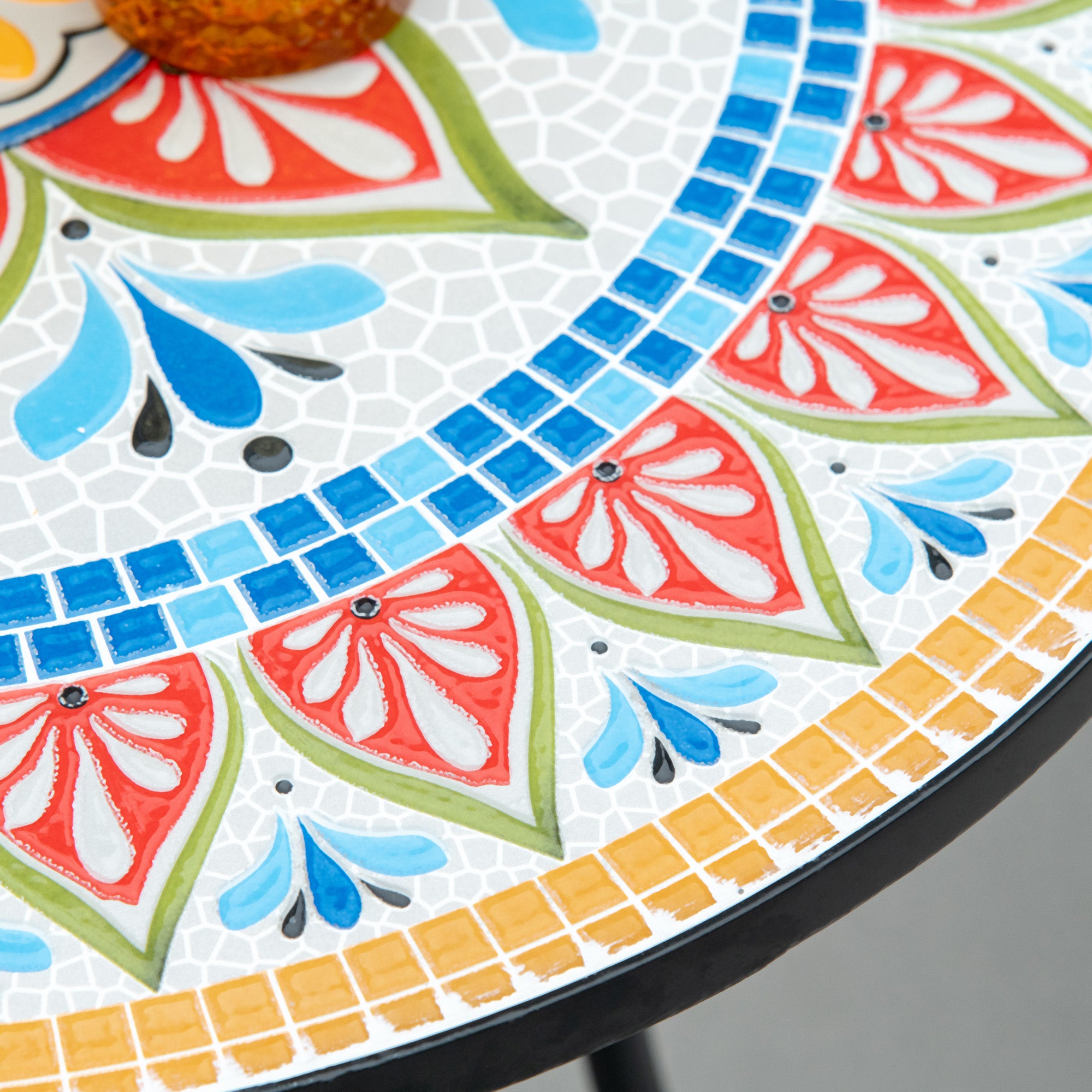 Outsunny Φ60cm Mosaic Outdoor Patio Table - Red