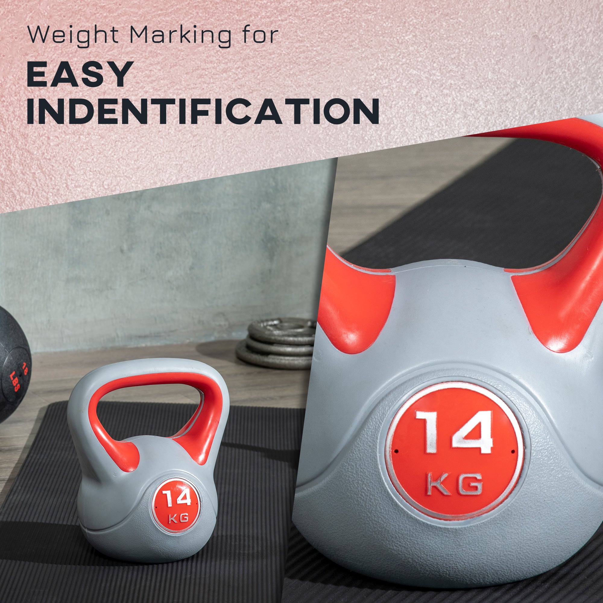 SPORTNOW Kettlebell, 14kg Kettle Bells with Handle for Home Gym Weight Lifting and Strength Training, Red and Grey - North Peak Garden Furniture