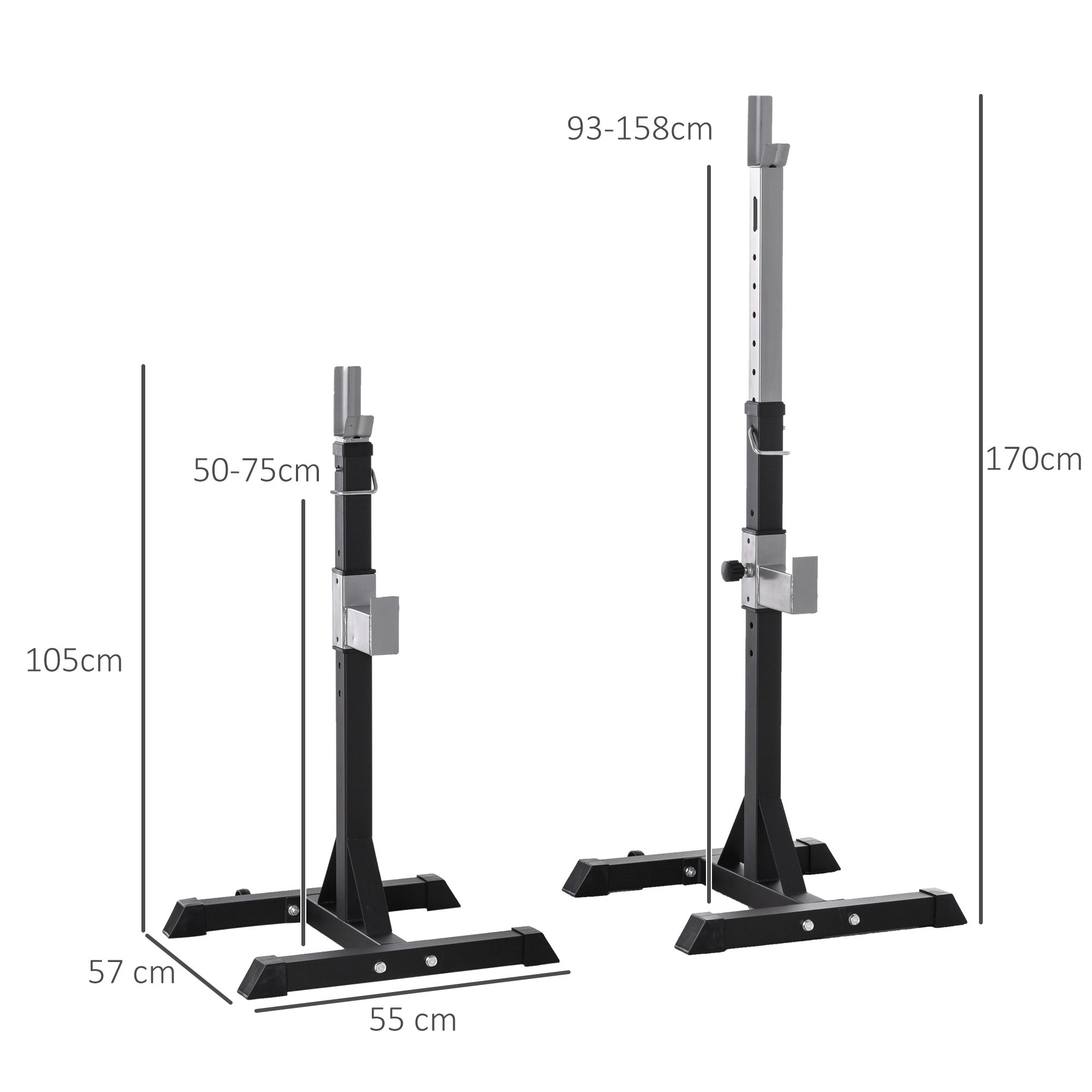 HOMCOM Barbell Squat Rack Adjustable Weight Lifting Bench Max Load 150kg Gym Fitness Strength Training Push up Dip Stand with Wheels - North Peak Garden Furniture
