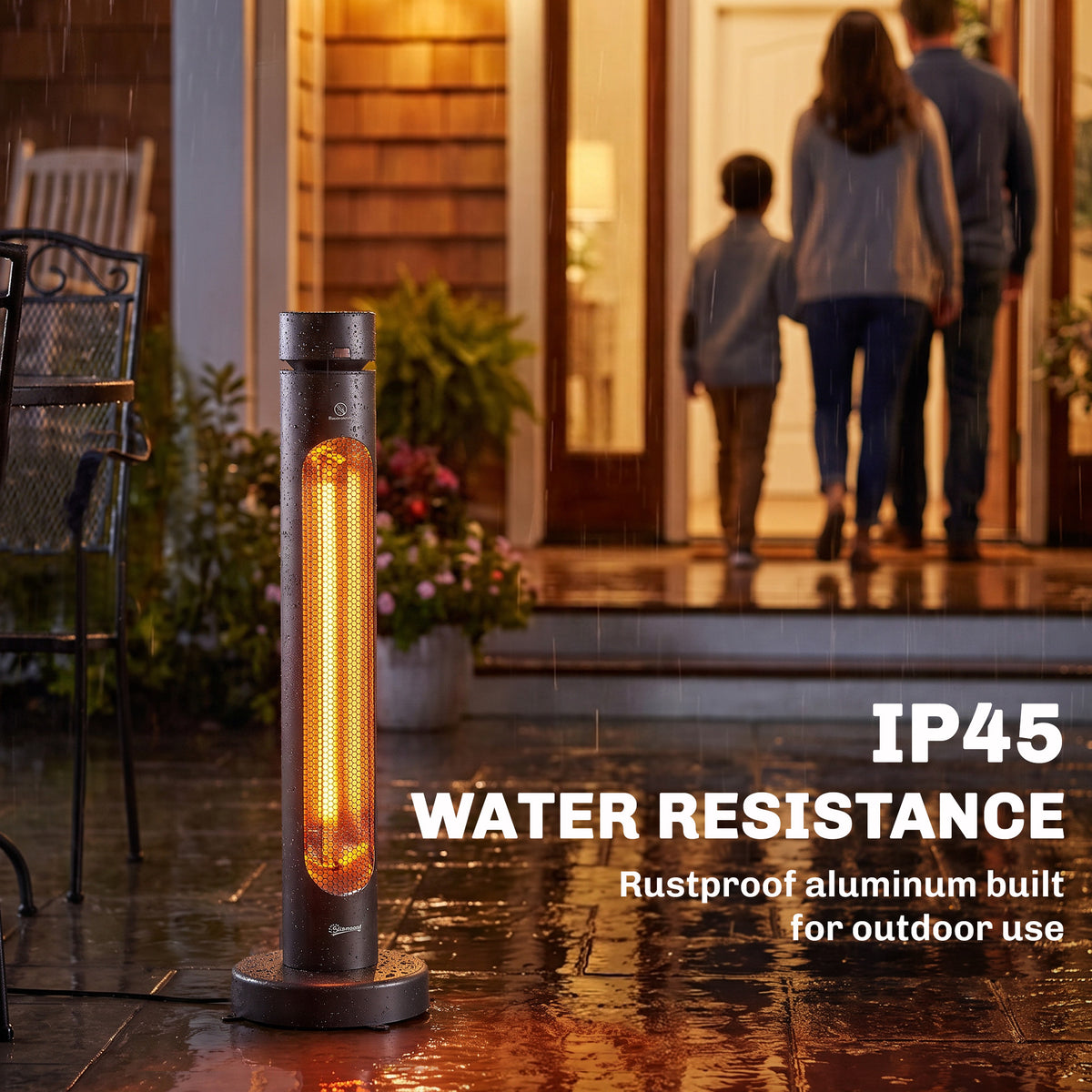 Outsunny 2000 W Electric Infrared Patio Heater, Free Standing Oscillating Outdoor Garden Heater with Knob/Remote Control, Black