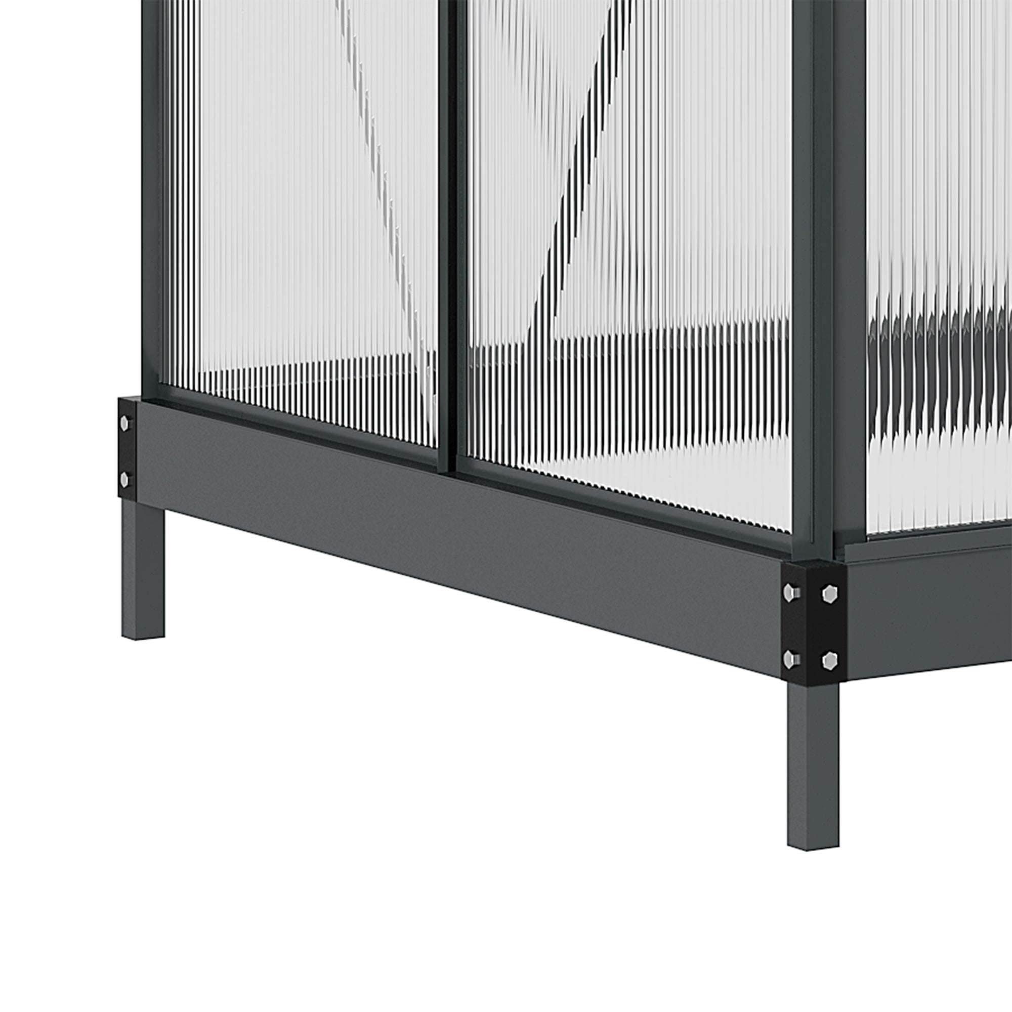 Outsunny 6 x 4ft Polycarbonate Greenhouse, Large Walk-In Green House with Slide Door and Window, Garden Plants Grow House with Aluminium Frame and Foundation, Grey - North Peak Garden Furniture