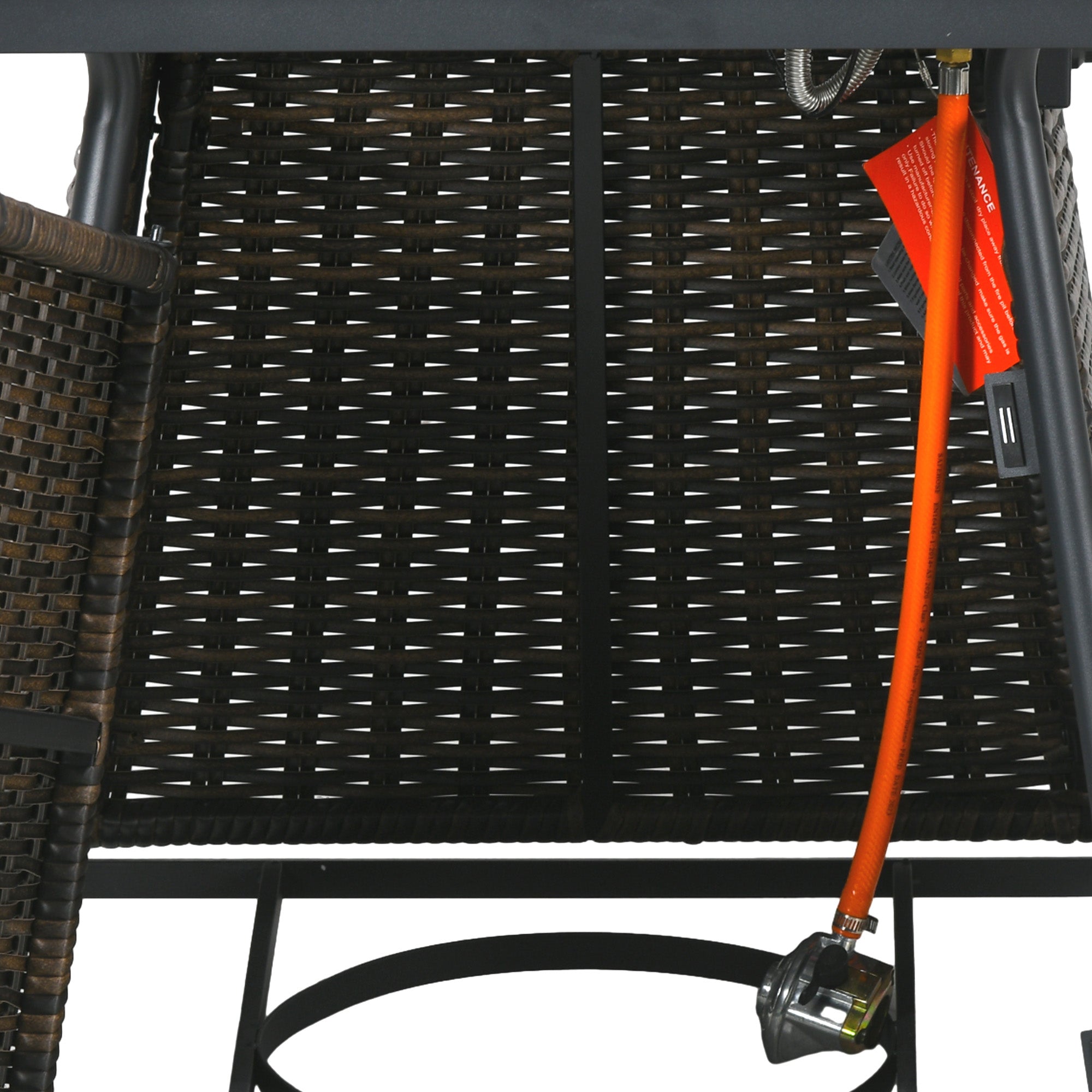 Outsunny Square Outdoor PE Rattan Fire Pit TableGas Burner Heater w/ Control Panel, Slate Top, Lid and Lava Rocks, 50,000 BTU - North Peak Garden Furniture