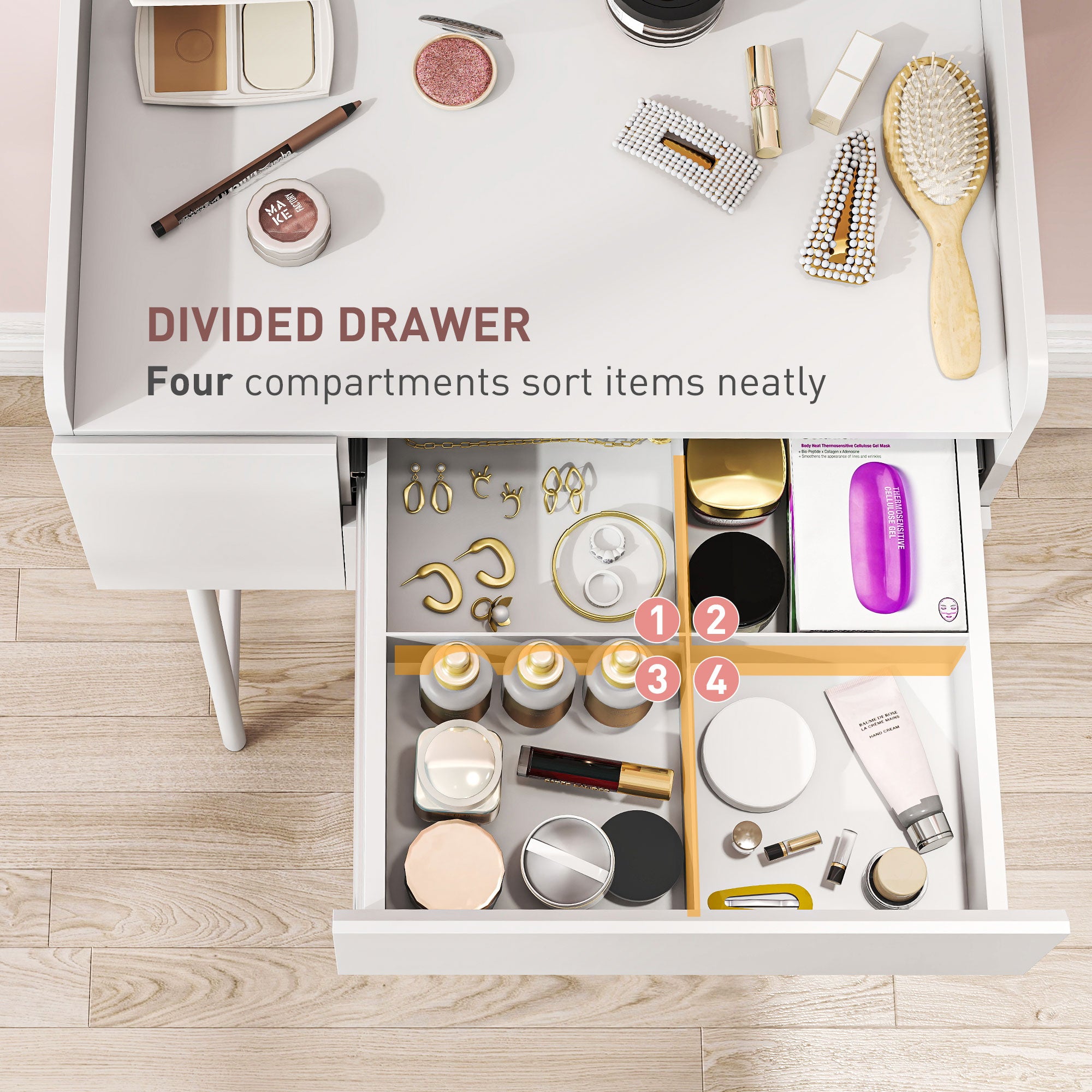HOMCOM Three Drawer Compact Dressing Table - White - North Peak Garden Furniture