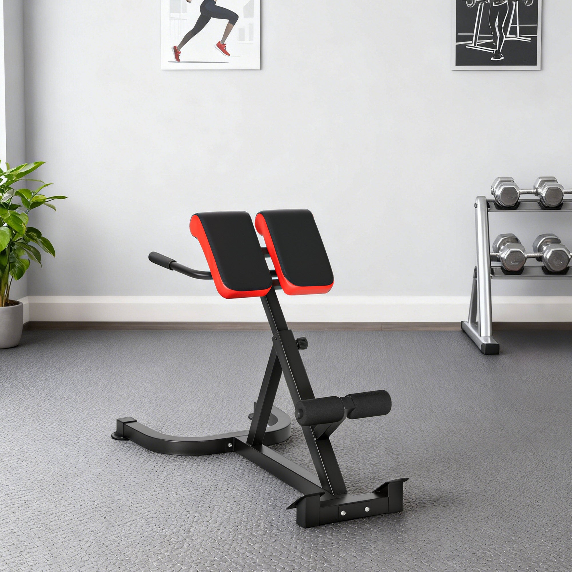 SPORTNOW 45-Degree Hyperextension Roman Chair, 5-Level Adjustable Back Extension Bench, Heavy-Duty Home Gym Equipment, Red