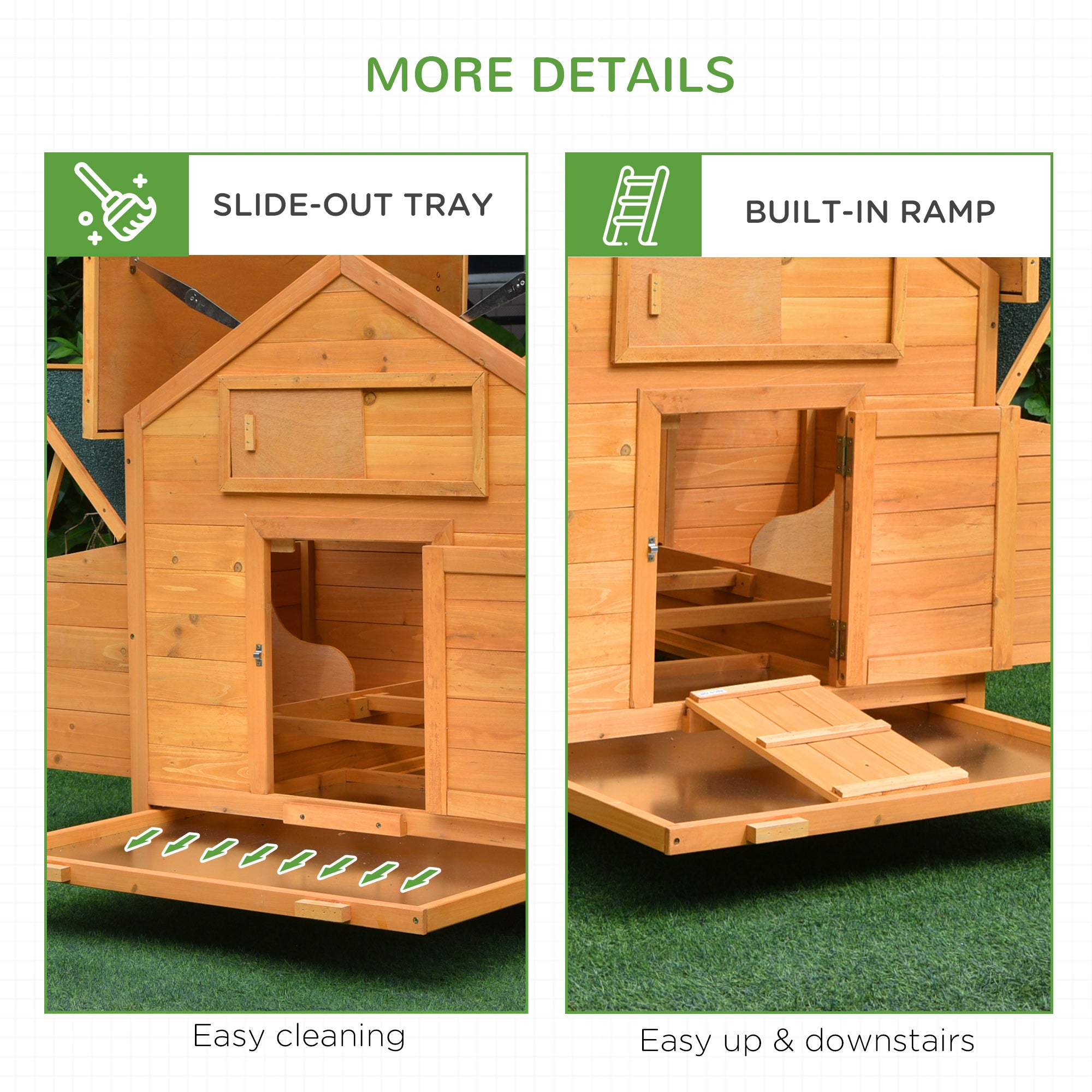 PawHut Wooden Chicken Coop with Nesting Boxes and Tray, for 2-4 Chicken, 150 x 100 x 96.5cm, Yellow