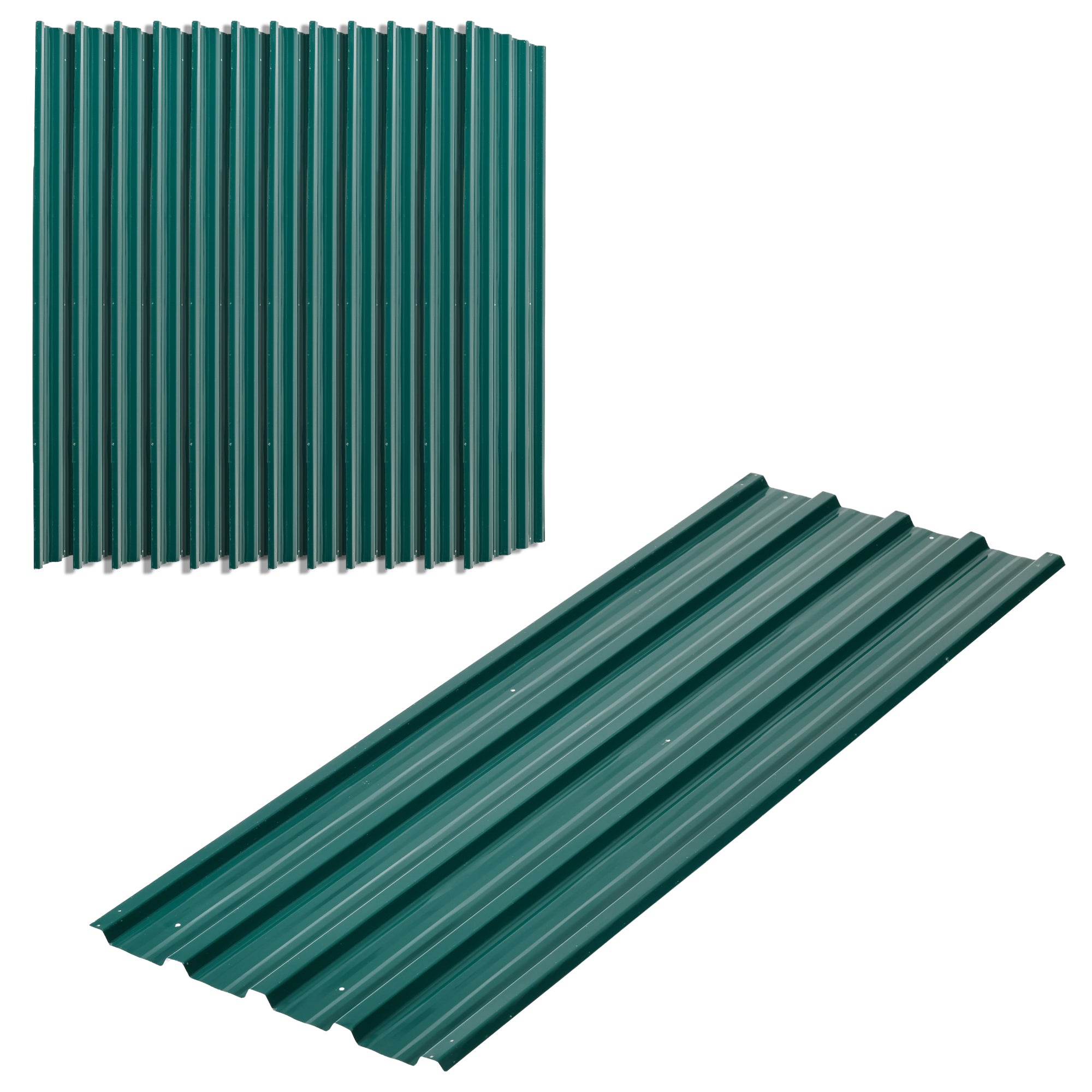 Outsunny Set of 12 Corrugated Steel Roof Sheet Panels - Green - North Peak Garden Furniture