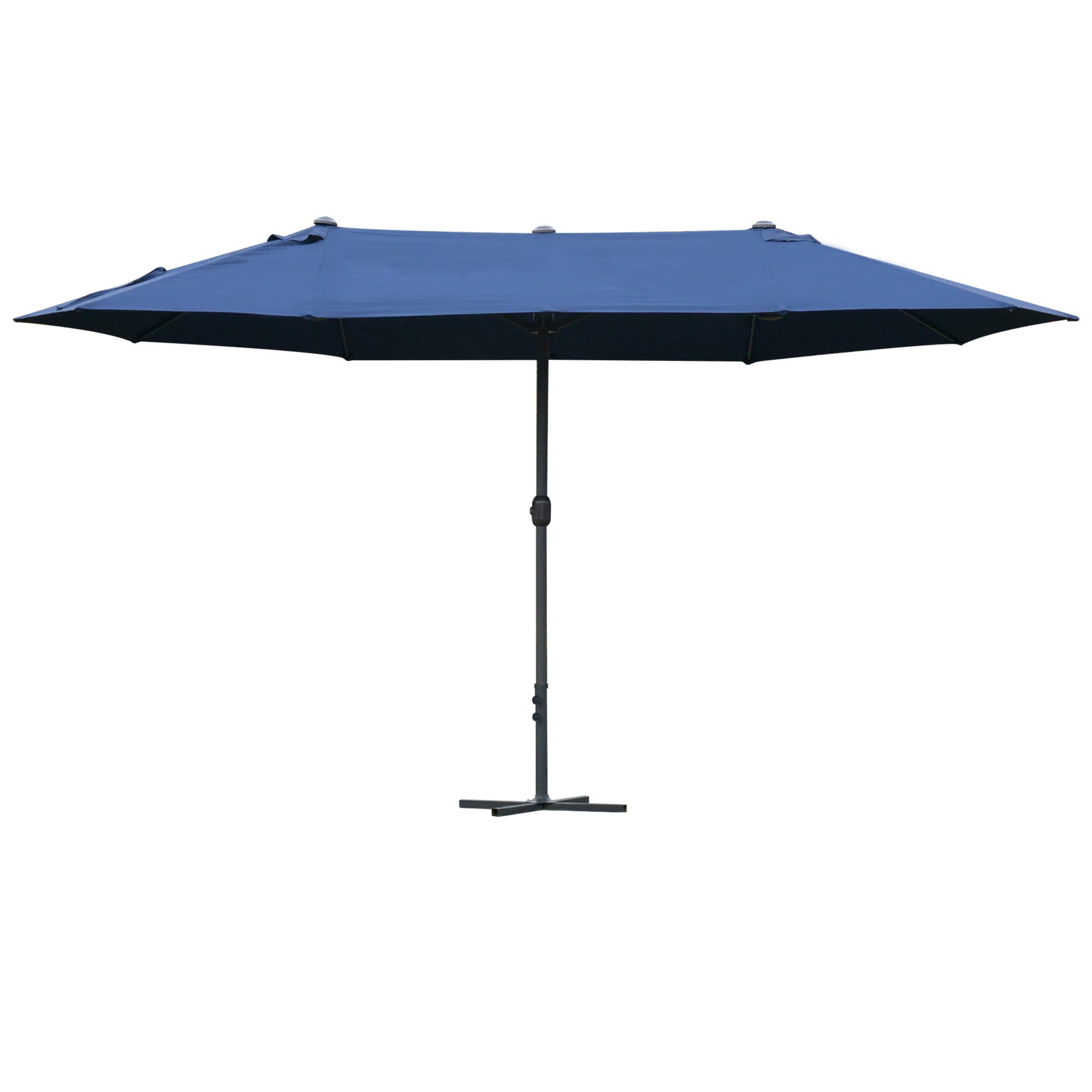 Outsunny 4.6M Sun Umbrella Canopy Double-sided Crank Sun Shade w/ Cross Base Dark Blue - North Peak Garden Furniture