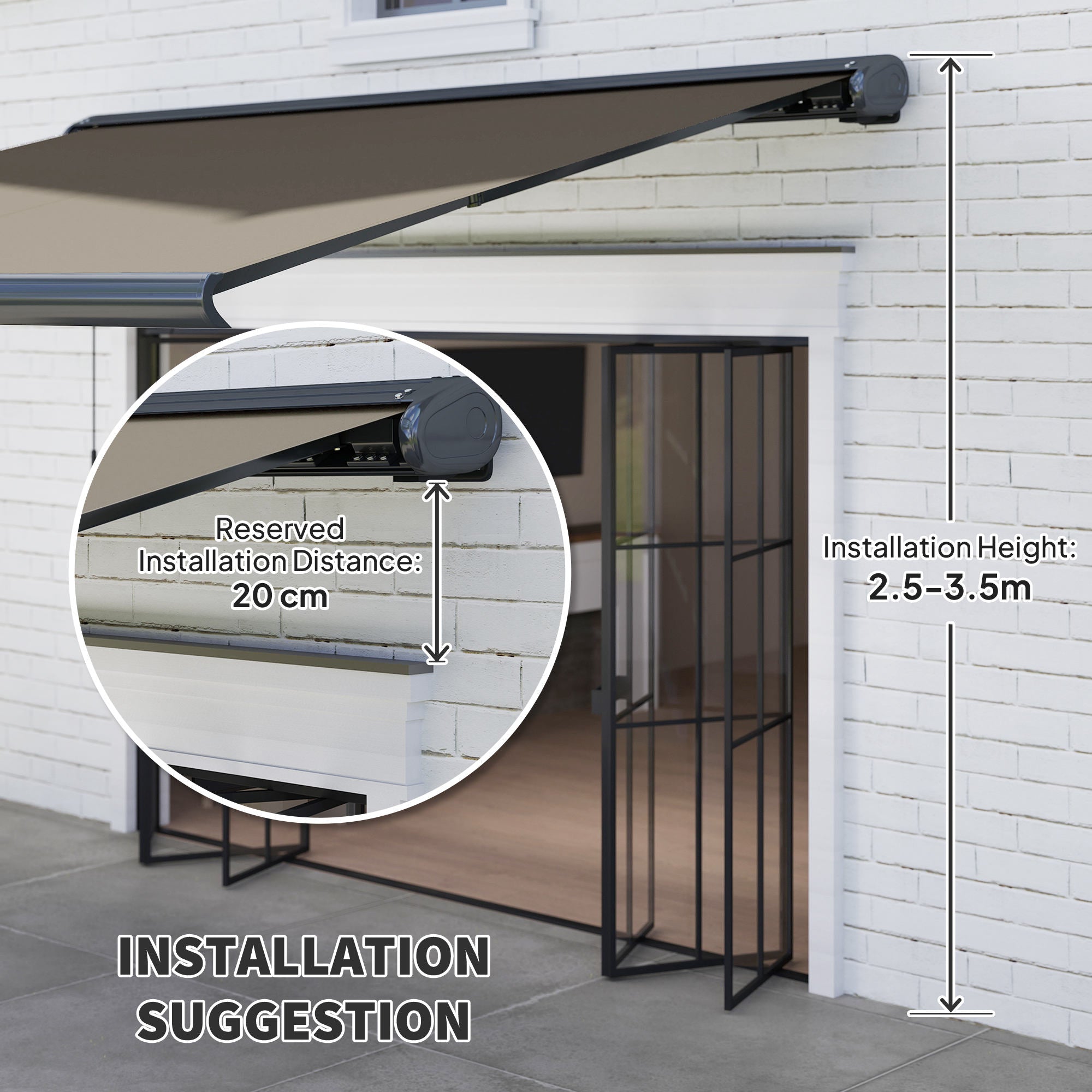 Outsunny 4 x 3(m) Full Cassette Electric Awning with Remote Controller, Aluminium Frame DIY Retractable Garden Awning, UPF50+ Sun Shade Canopy for Deck Door Window, Light Grey - North Peak Garden Furniture