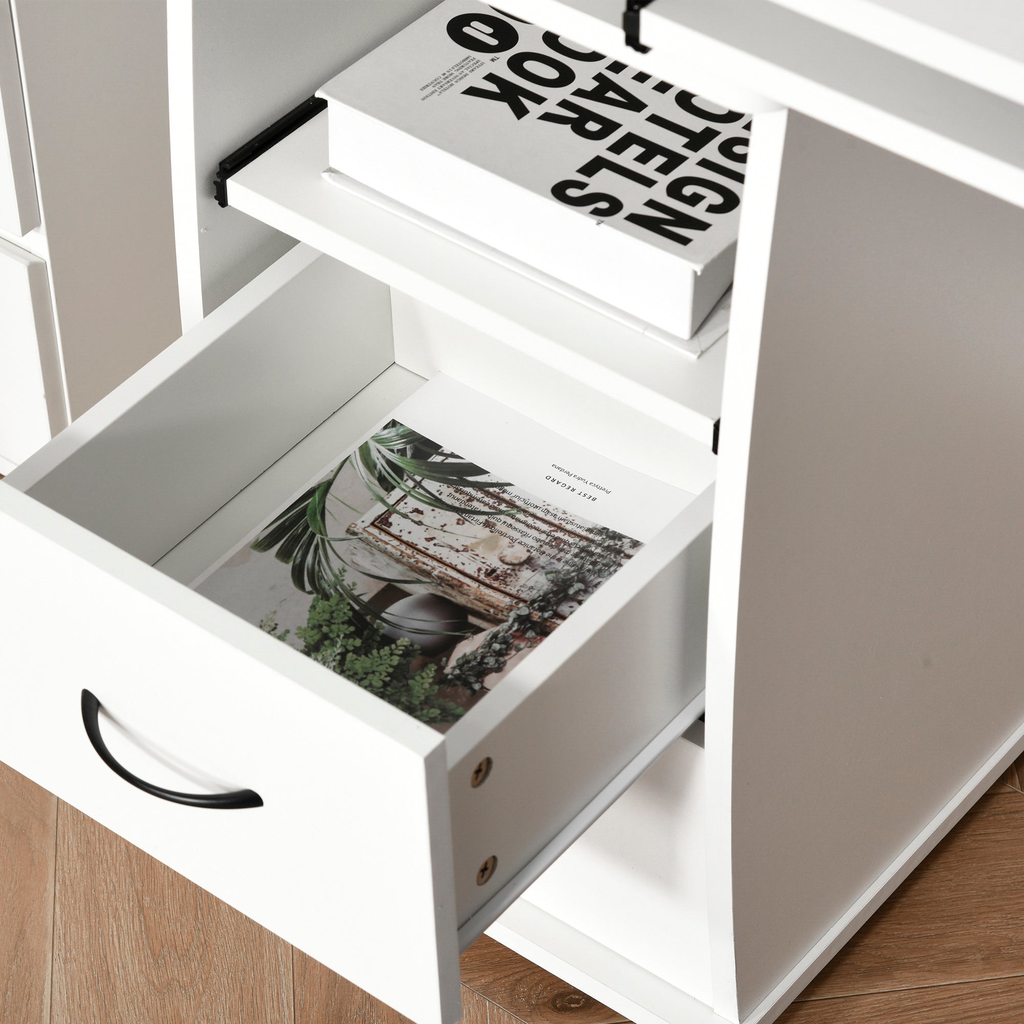 HOMCOM Computer Desk Office PC Table Workstation with Keyboard Tray, CPU Shelf, Drawers, Sliding Scanner Shelf, White - North Peak Garden Furniture
