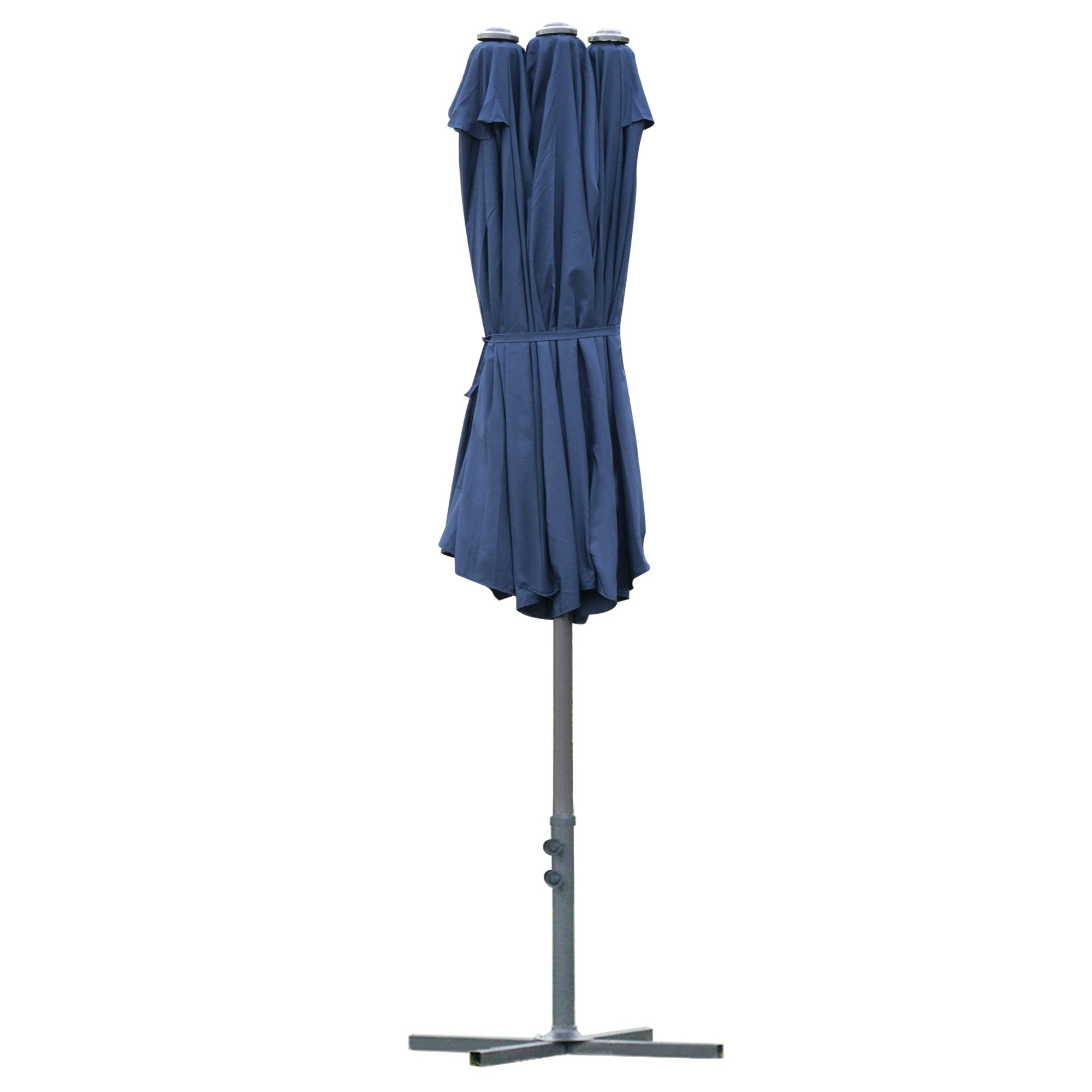 Outsunny 4.6M Sun Umbrella Canopy Double-sided Crank Sun Shade w/ Cross Base Dark Blue - North Peak Garden Furniture