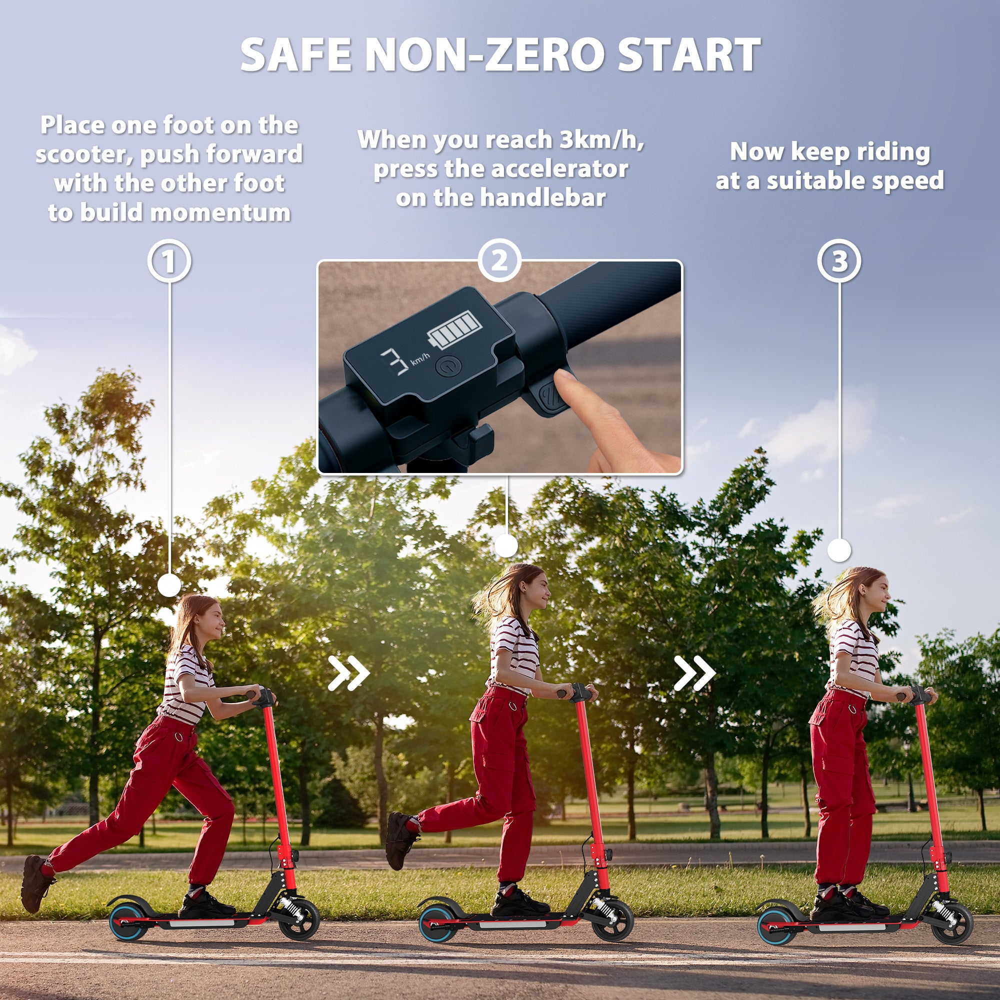 SPORTNOW Folding Electric Scooter for Kids Age 6-14 with Dual Brakes, Front Suspension, LED Colourful Lights and Display, 6.8kg Lightweight Aluminium E Scooter, Up to 14 KM/H & 6 KM, Red - North Peak Garden Furniture