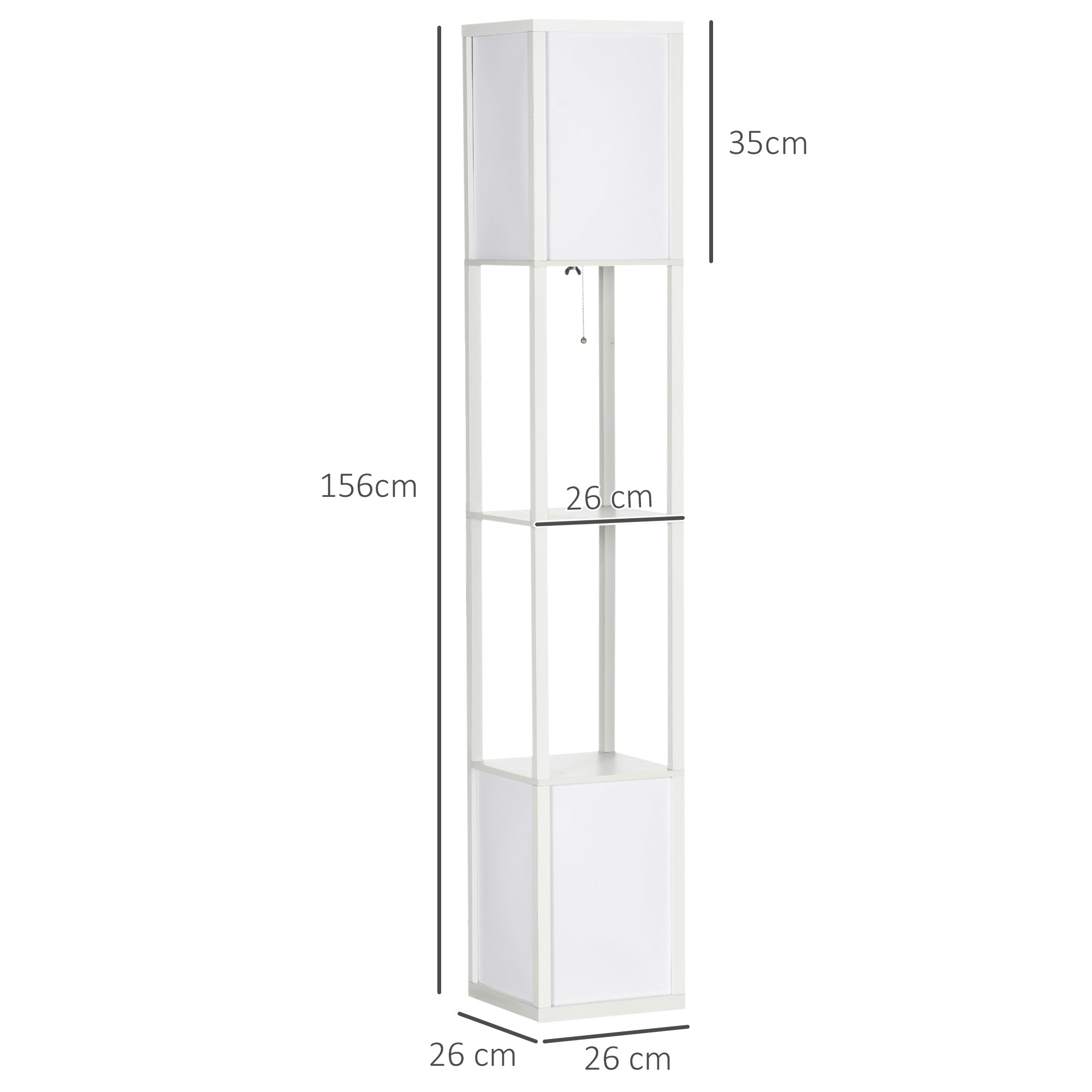 HOMCOM 156cm Floor Lamp Shelving Unit - White - North Peak Garden Furniture