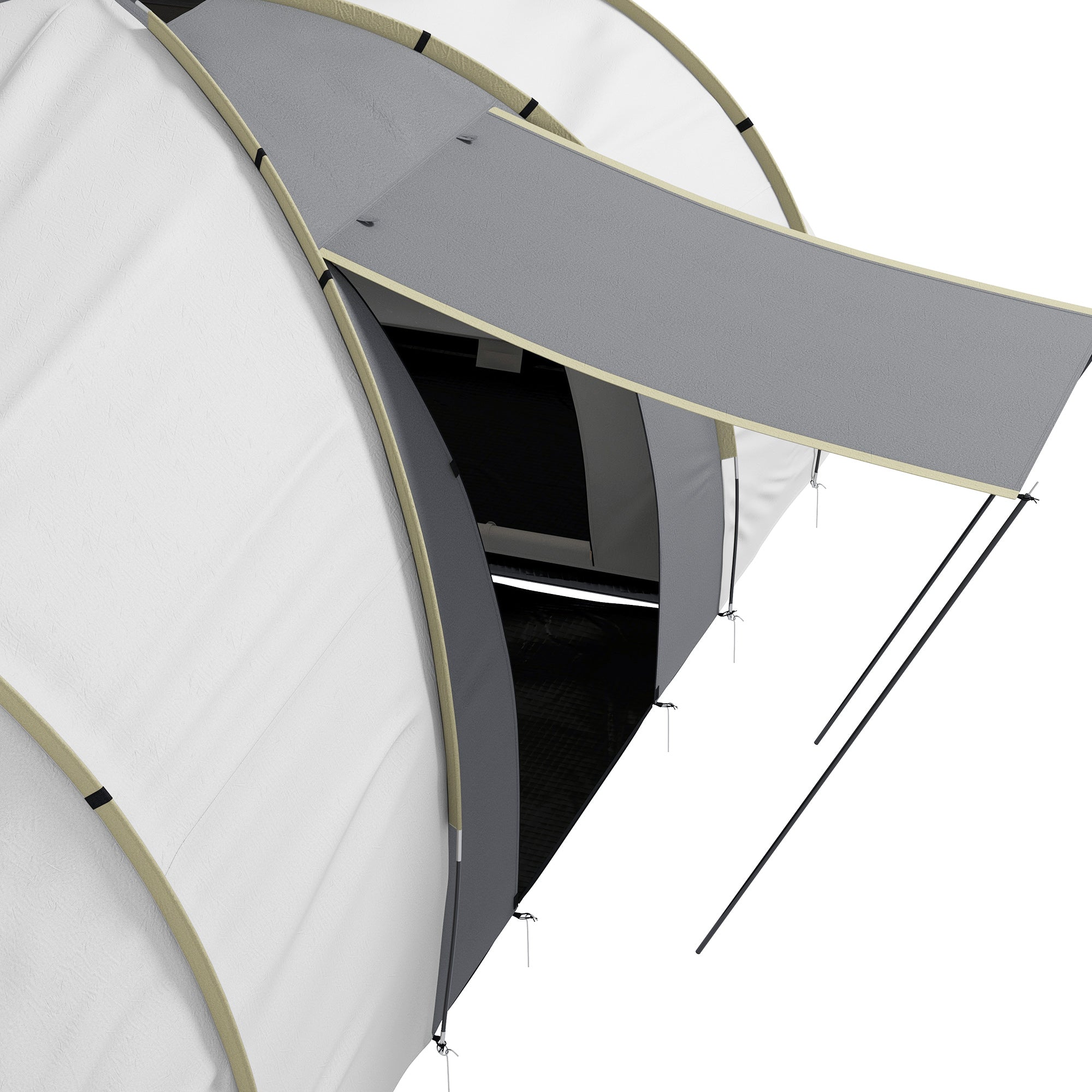 Outsunny Four-Man Tunnel Tent, with Two Bedrooms and Living Room - Grey/Yellow - North Peak Garden Furniture
