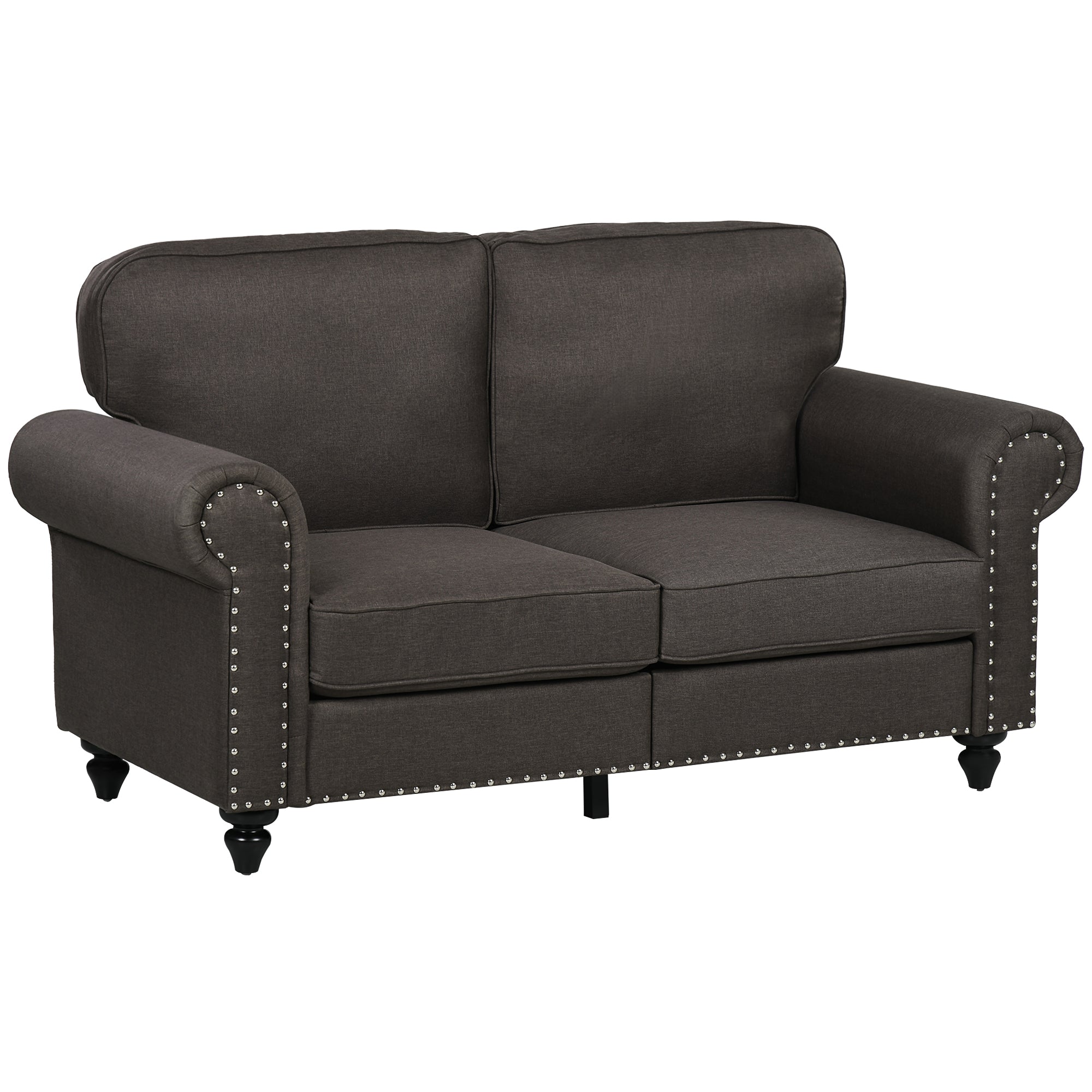 HOMCOM Two-Seater Mid-Century Sofa, with Pocket Springs - Dark Brown