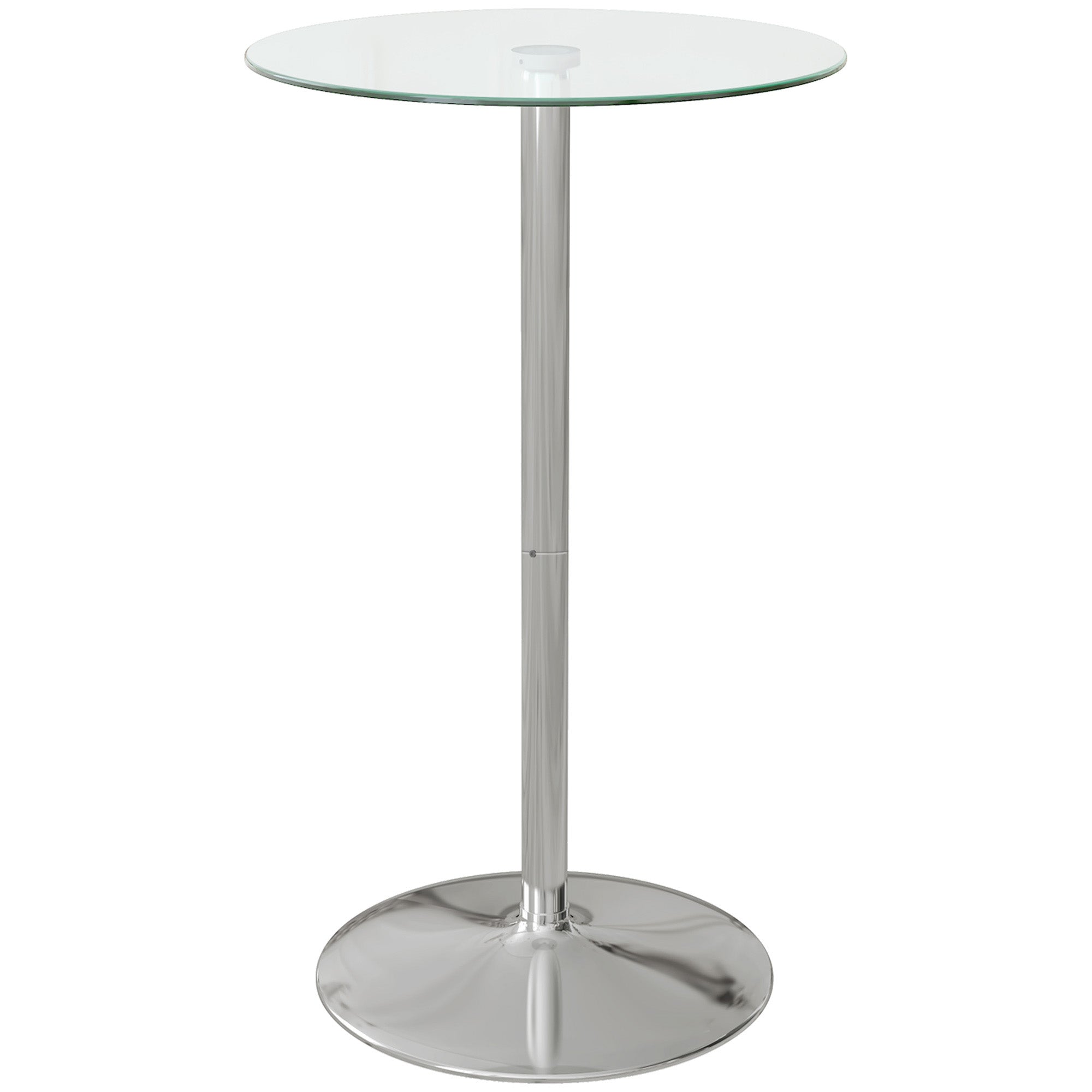 HOMCOM High Top Bar Table, Round Kitchen Table with Tempered Glass Top and Steel Base, Bistro Table for 2 People, Clear - North Peak Garden Furniture
