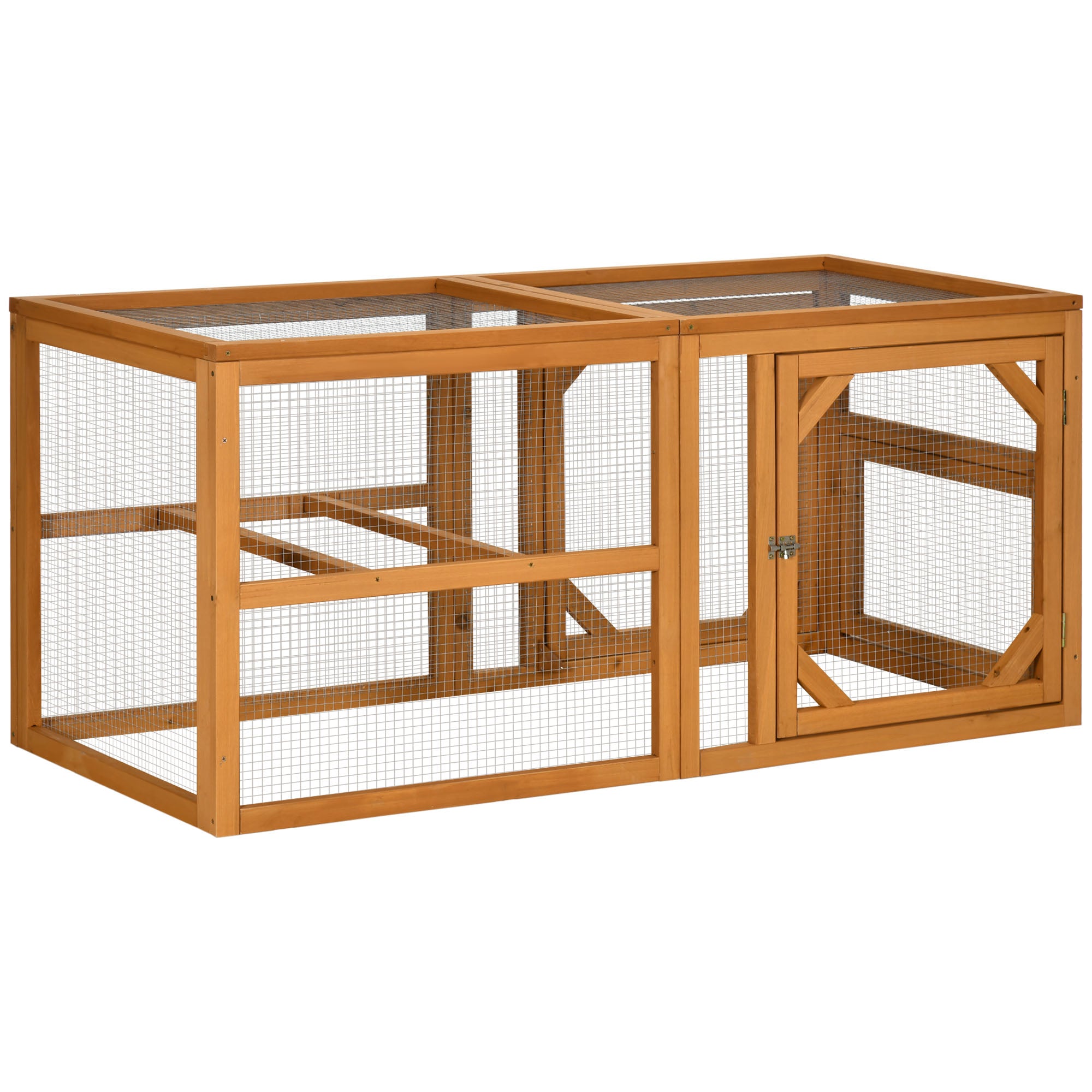 PawHut Wooden Chicken Coop with Perches, Doors, Combinable Design, for 2-4 Chickens - Natural Wood Colour - North Peak Garden Furniture