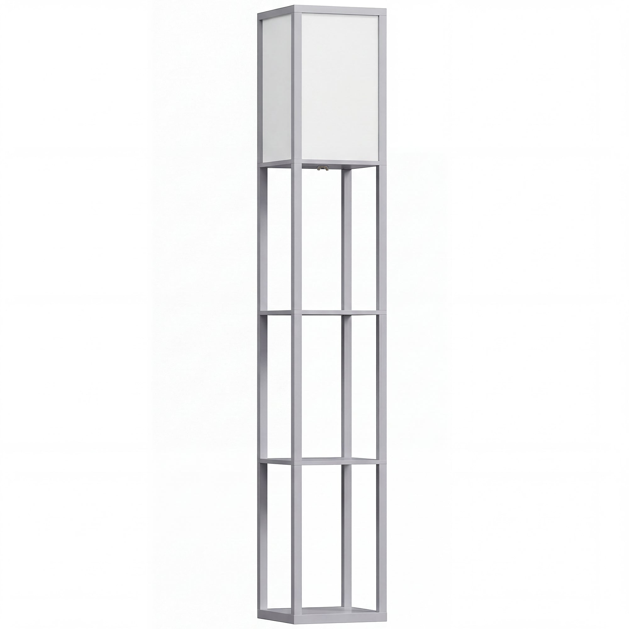 HOMCOM 3-Tier Floor Lamp, Floor Light with Storage Shelf, Reading Standing Lamp for Living Room, Bedroom, Kitchen, Dining Room, Office, Dorm, 160cm, Grey