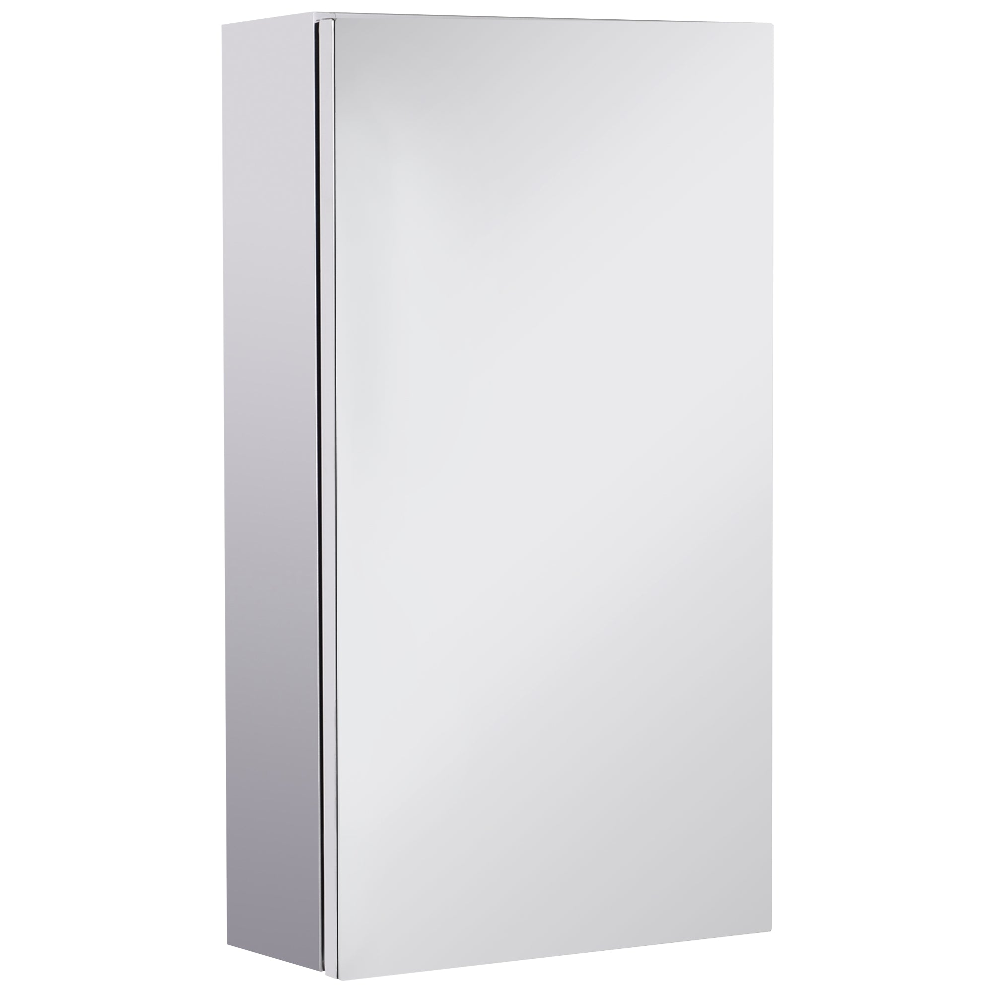 HOMCOM Bathroom Mirror Cabinet, Stainless Steel Wall Mounted Bathroom Cabinet with Mirror for Small Cloakroom Compact Space, 30 x 14 x 55 cm