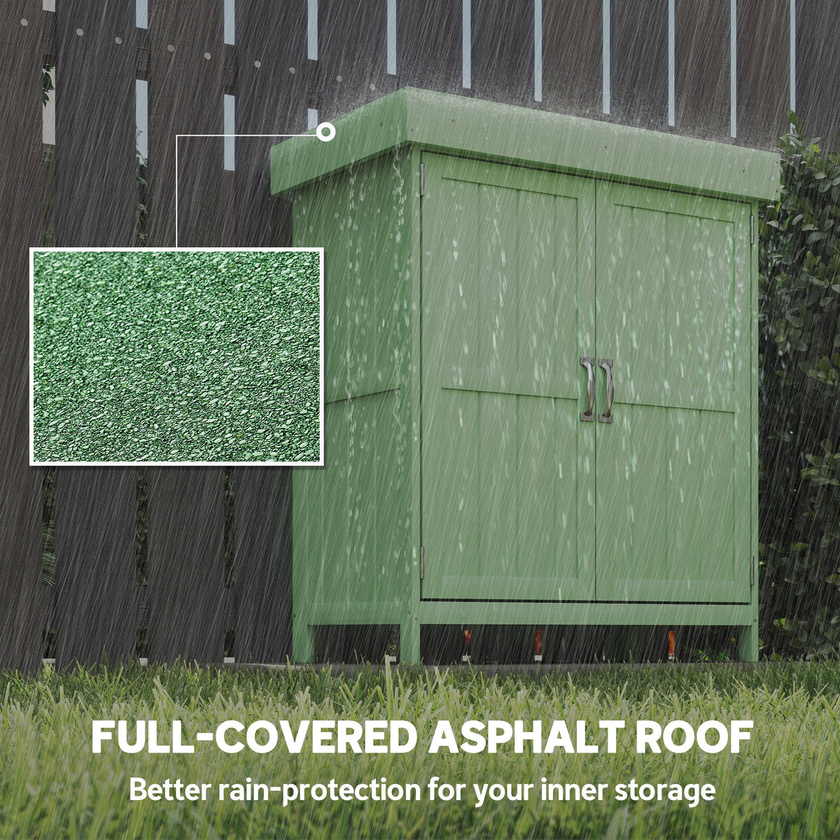 Outsunny Small Shed, Wooden Garden Shed with Openable Hinged Roof and Removable Shelf, 74 x 43 x 88 cm, Light Green