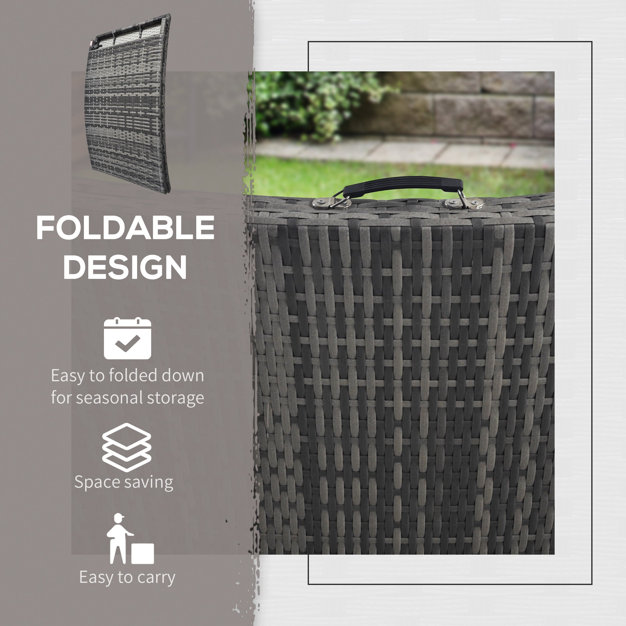 Outsunny Rattan Folding Sun Lounger Outdoor Chair with Cushion and Pillow Grey - North Peak Garden Furniture