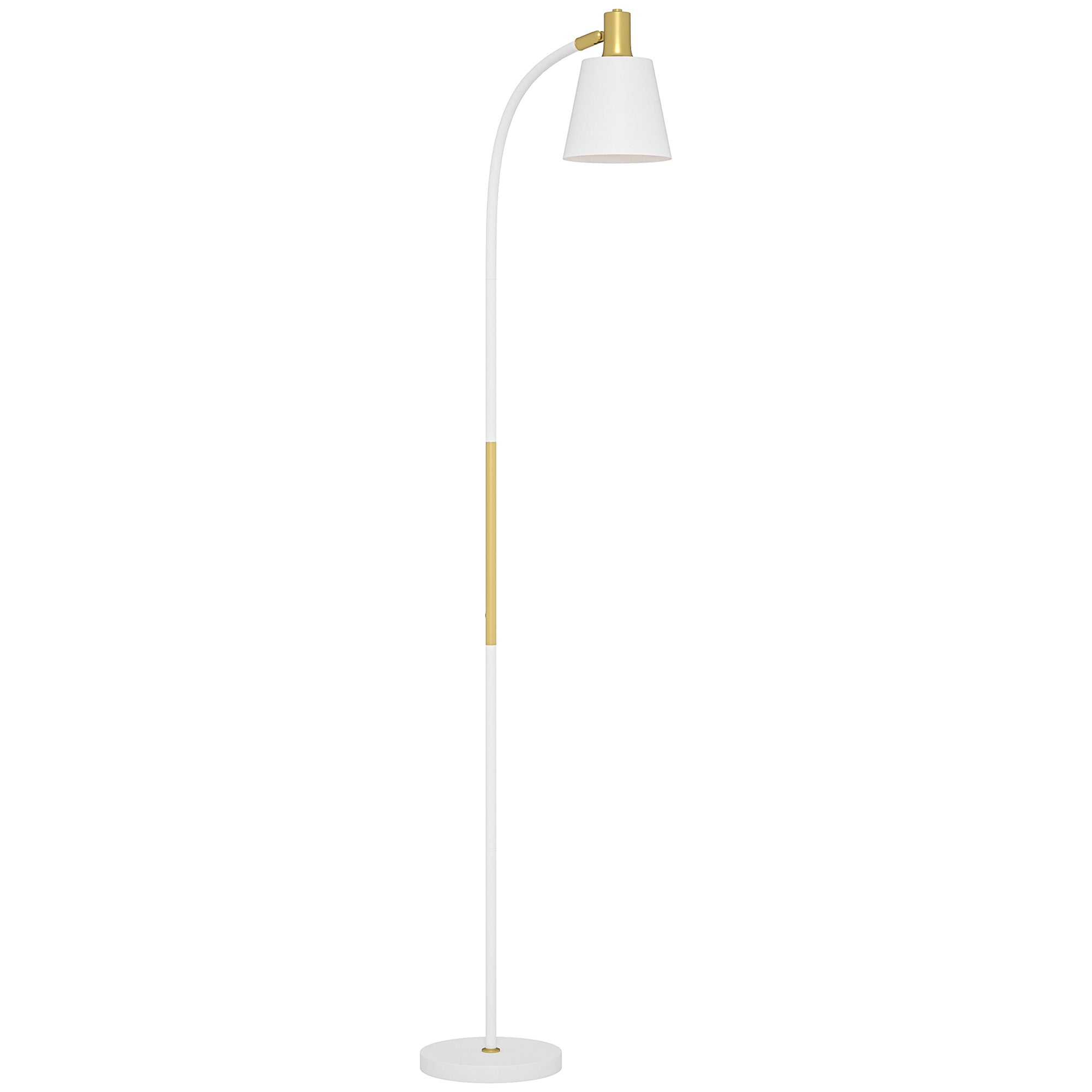 HOMCOM Floor Lamp for Living Room, Spotlight Reading Standing Lamp with Adjustable Height, Rocker on/off Switch, Indoor Task Lighting for Bedroom, Office, White (Bulb not Included) - North Peak Garden Furniture