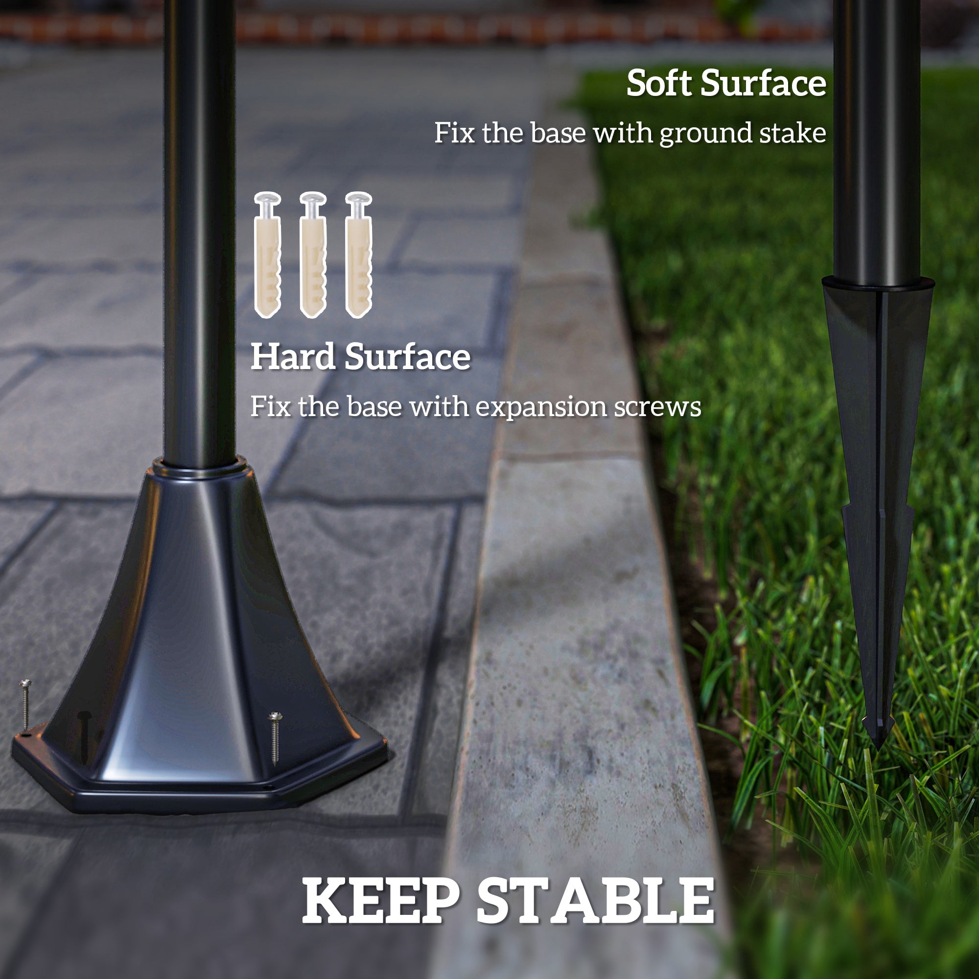 Outsunny 1.2m Solar Powered Outdoor Lamp Post - Black