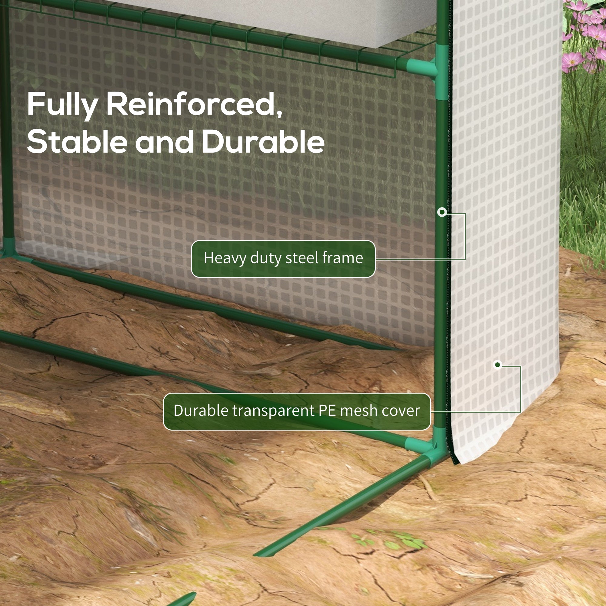 Outsunny Walk-in Greenhouse with 4 Tier 24 Shelves, Portable Grow House with Roll-up Zipped Door, 244 x 180 x 210 cm, White - North Peak Garden Furniture